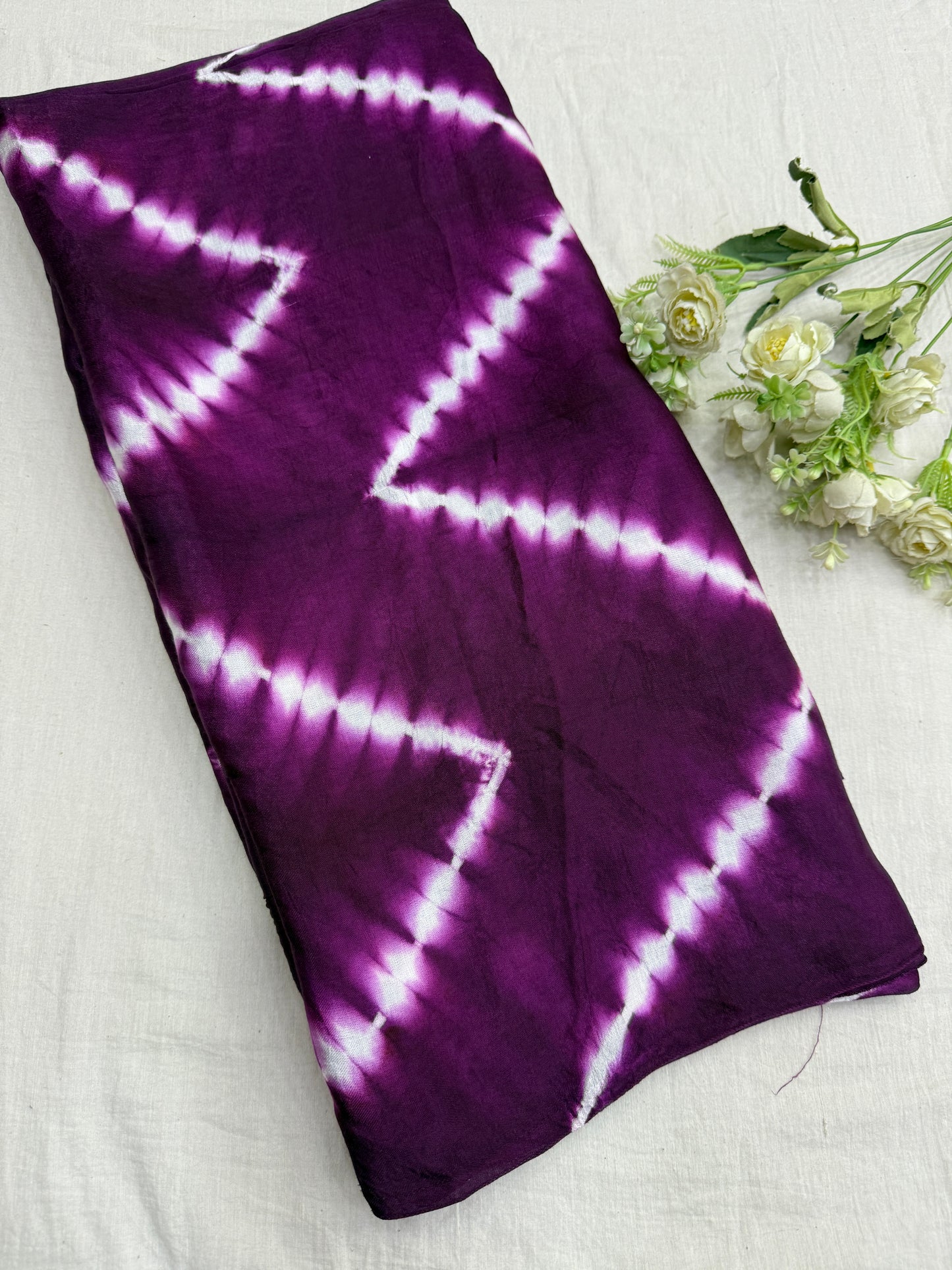 Purple Tarang Lehriya Modal Silk Saree