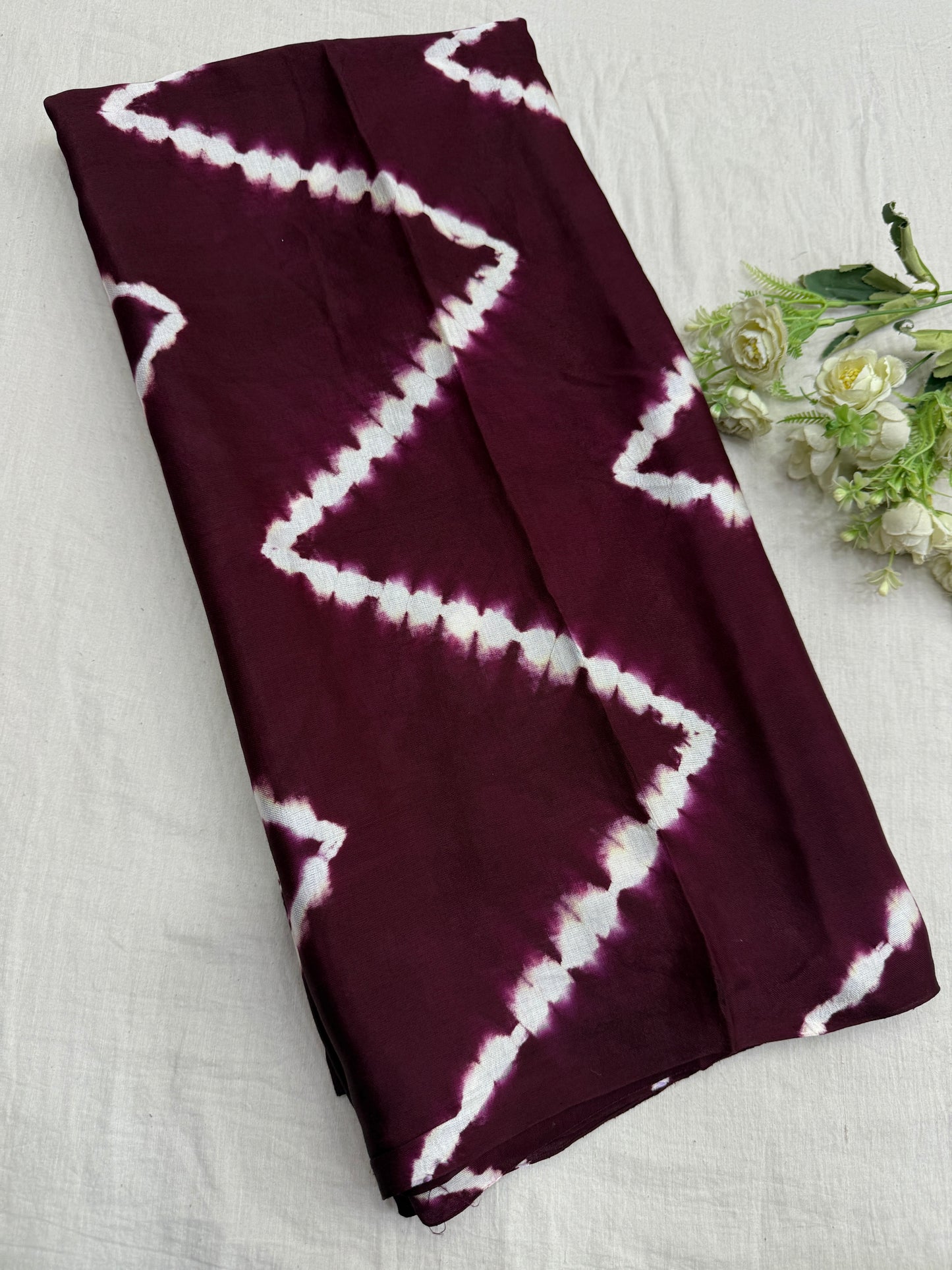 Maroon Tarang Lehriya Modal Satin Silk Saree