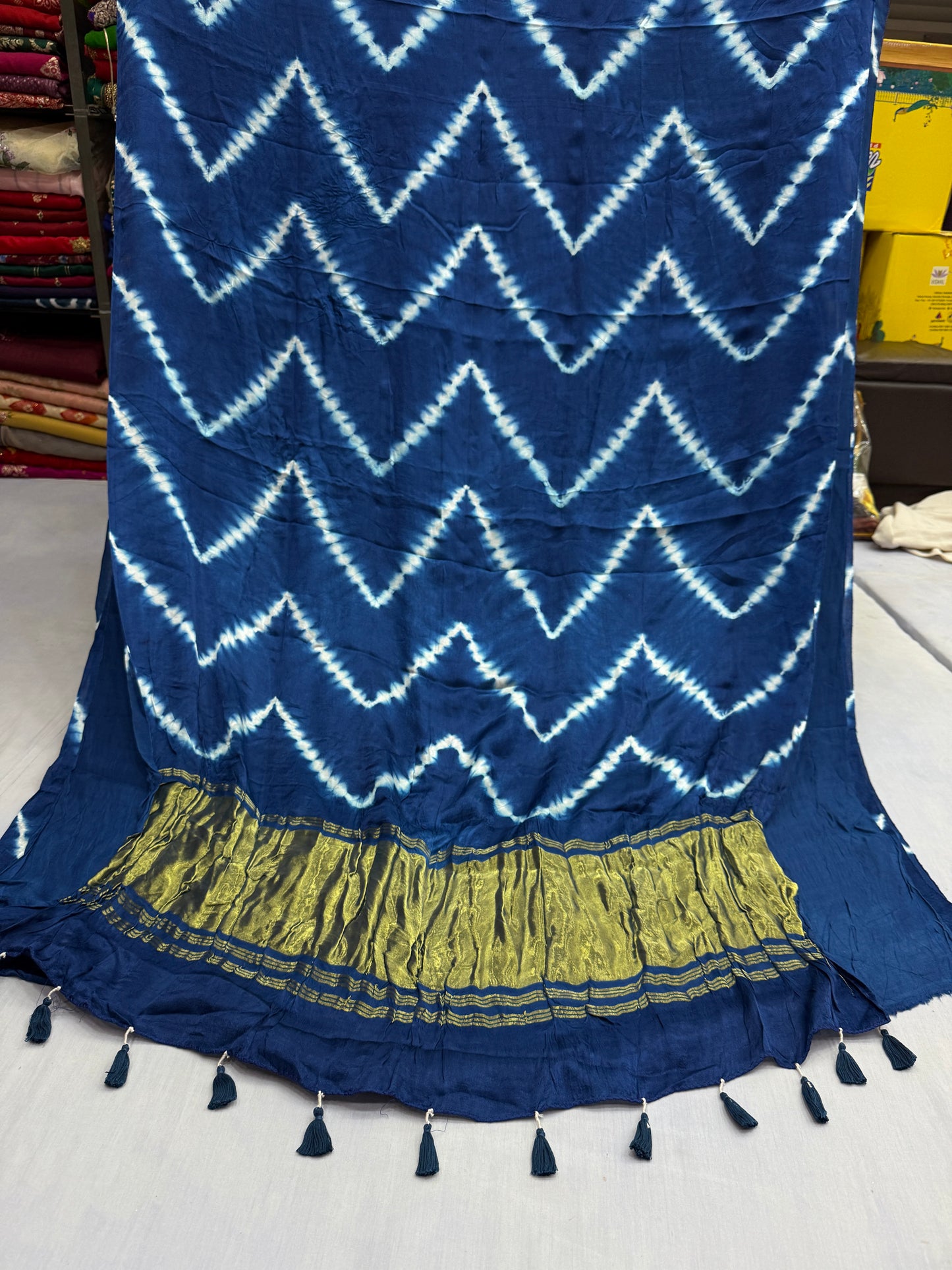 Blue Lehriya Modal Silk Saree