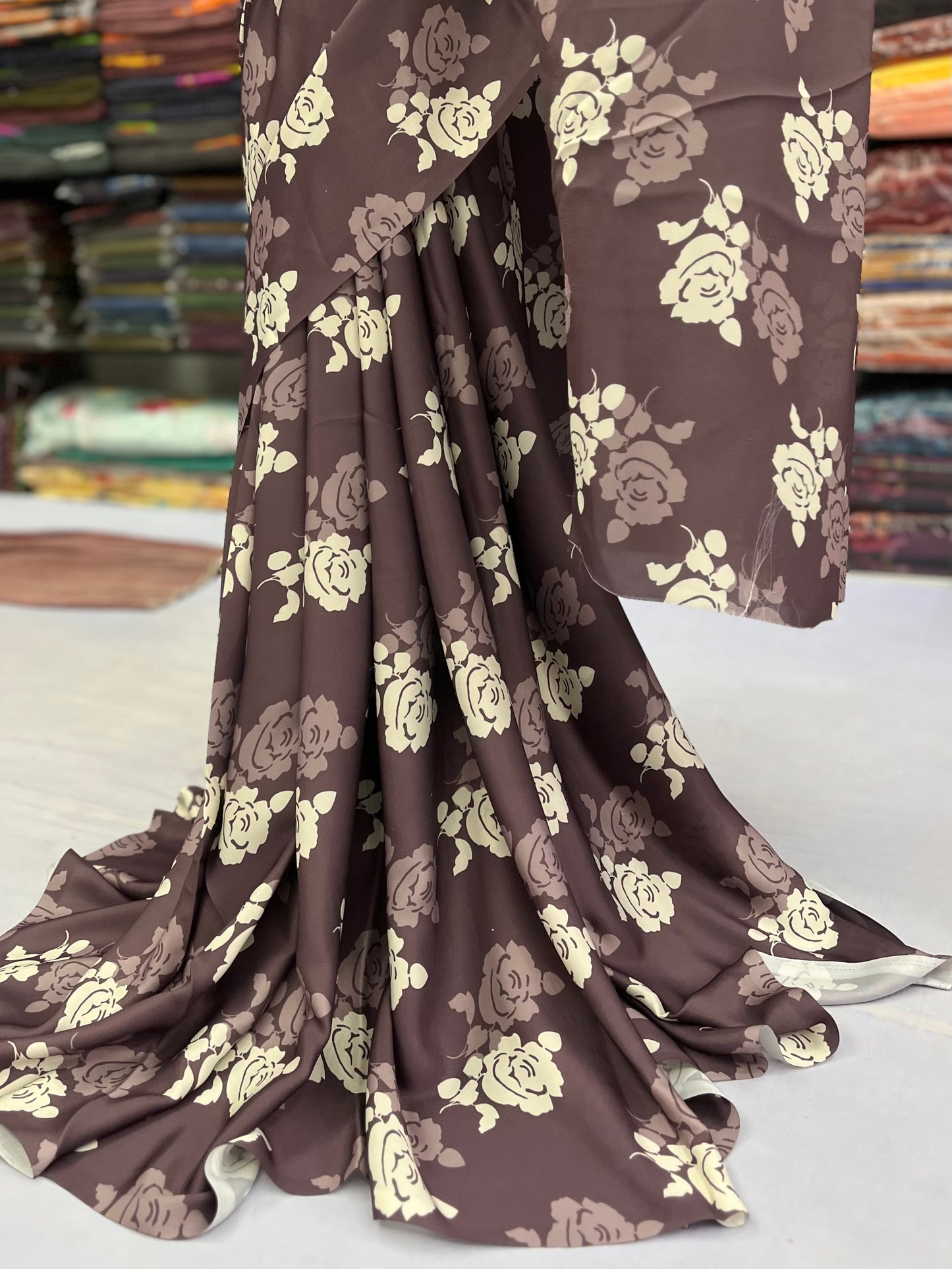 Muddy Flower Satin Saree