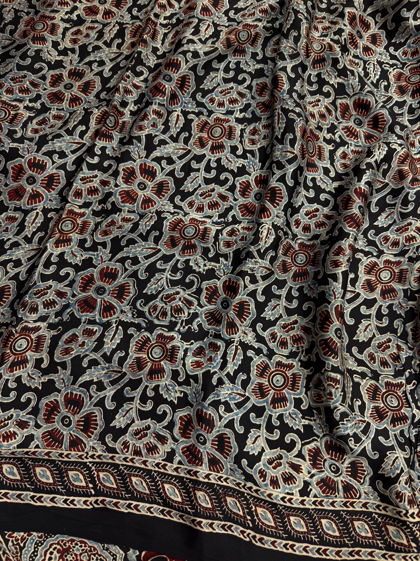 Leheriya Baithak Ajrakh Print Modal Silk Saree