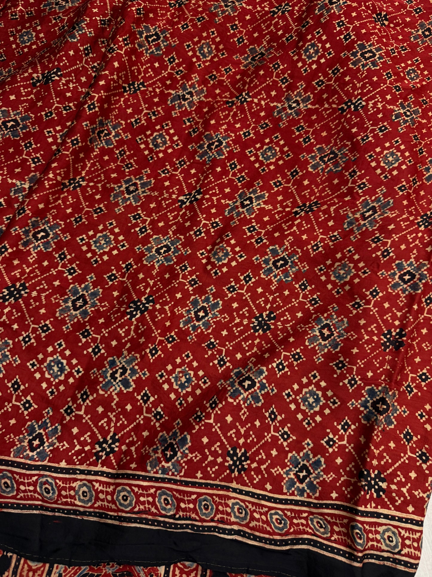 Palash Phool Ajrakh Print Modal Silk Saree