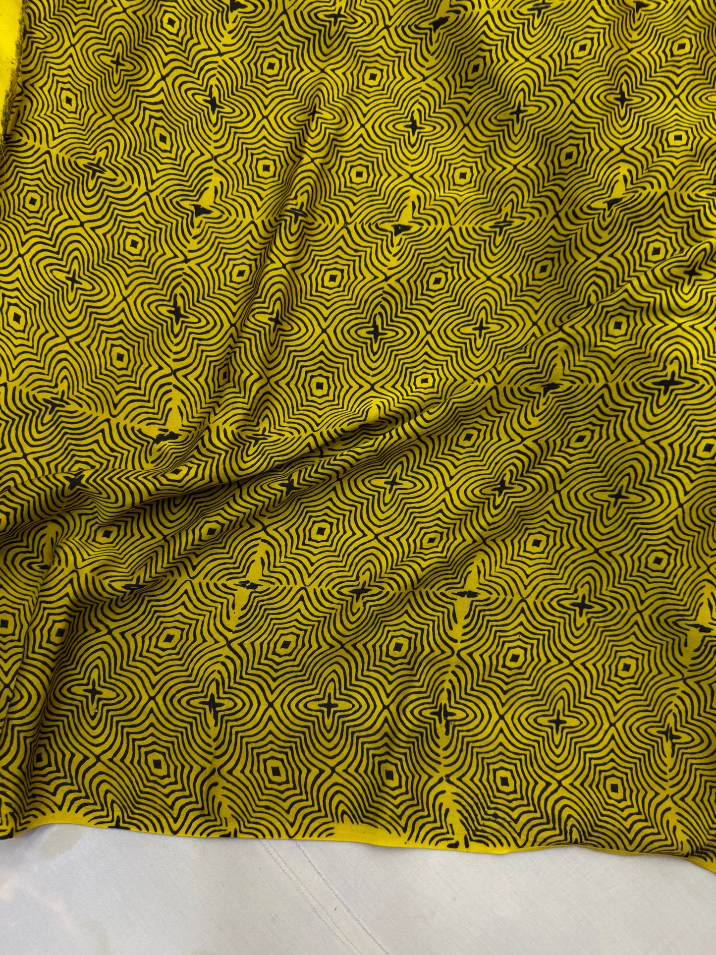 Haldi Polka Ajrakh Print Modal Silk Saree