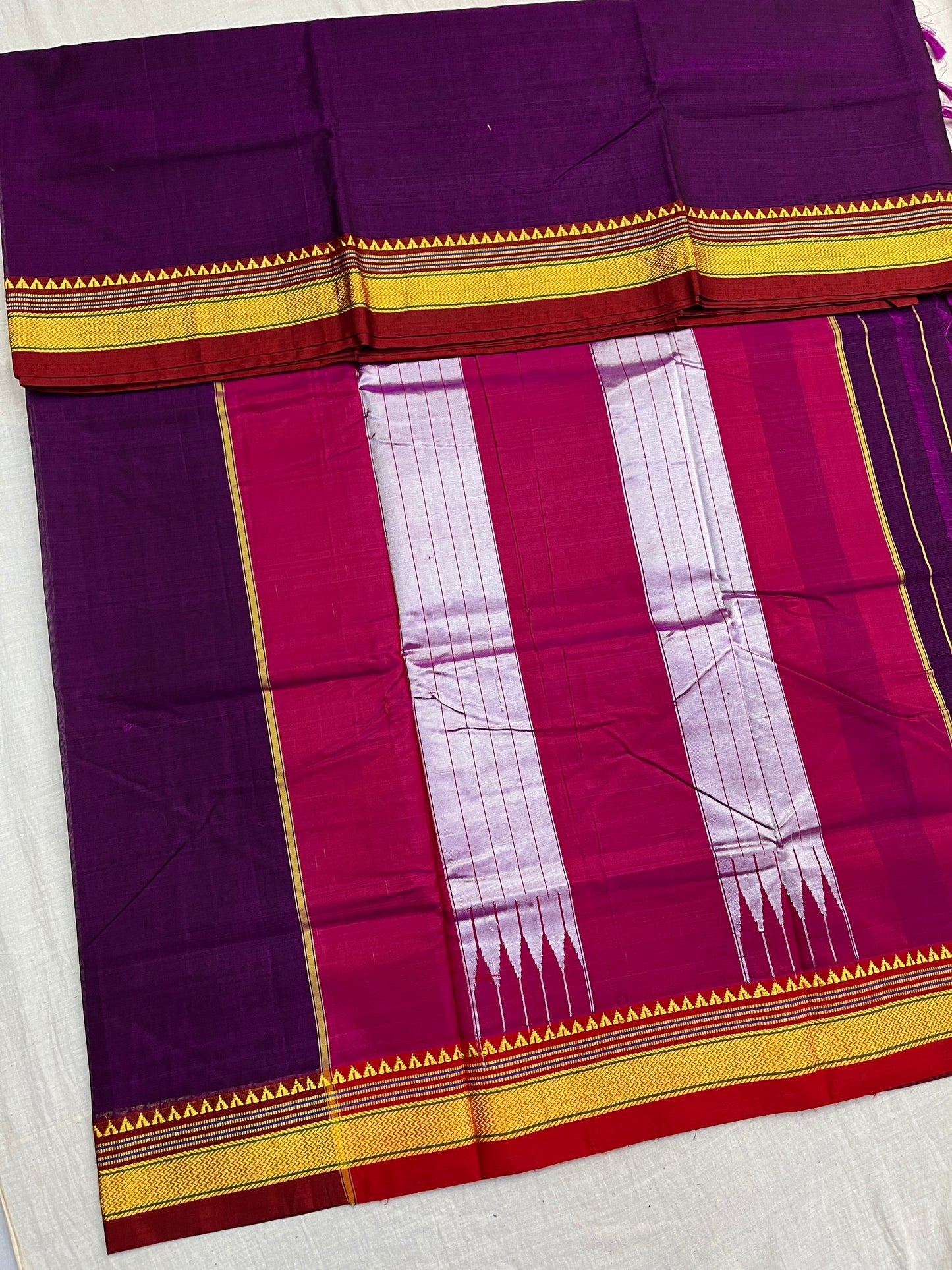 Wine Rayon Cotton Ilkal Saree