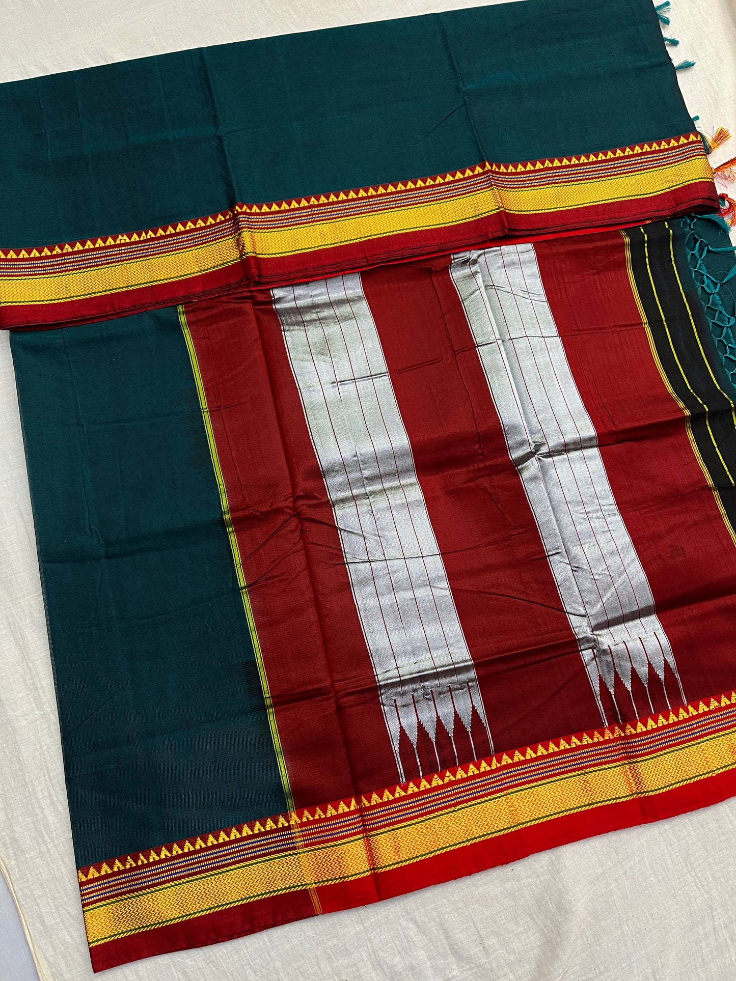 Morpankh Maroon Rayon Cotton Ilkal Saree