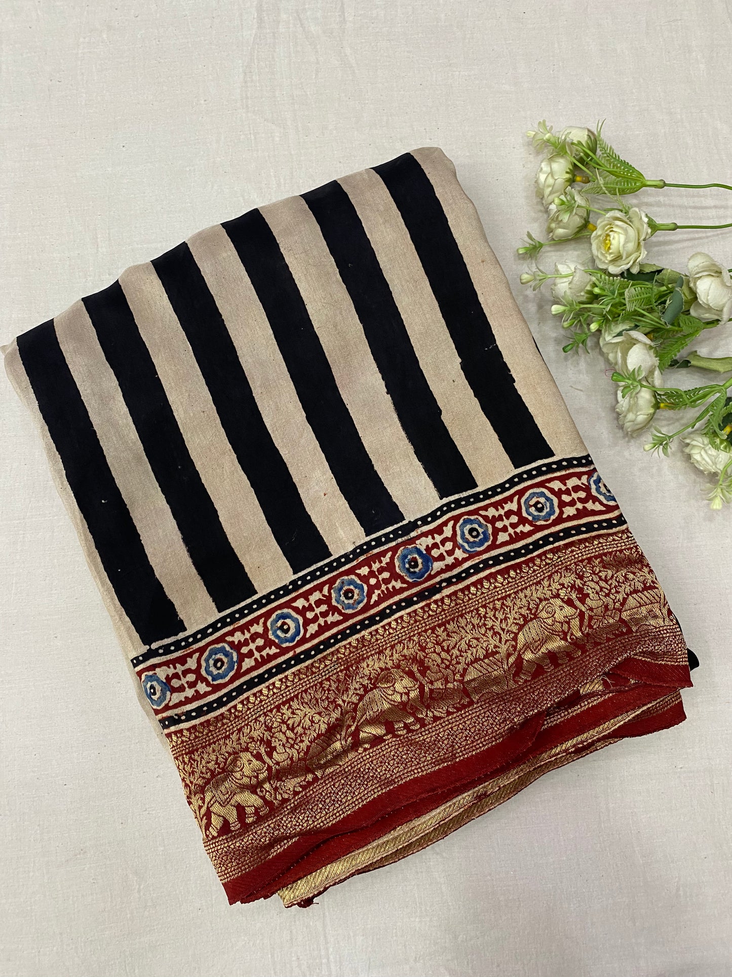 Ajrakh Dola Silk Saree 01