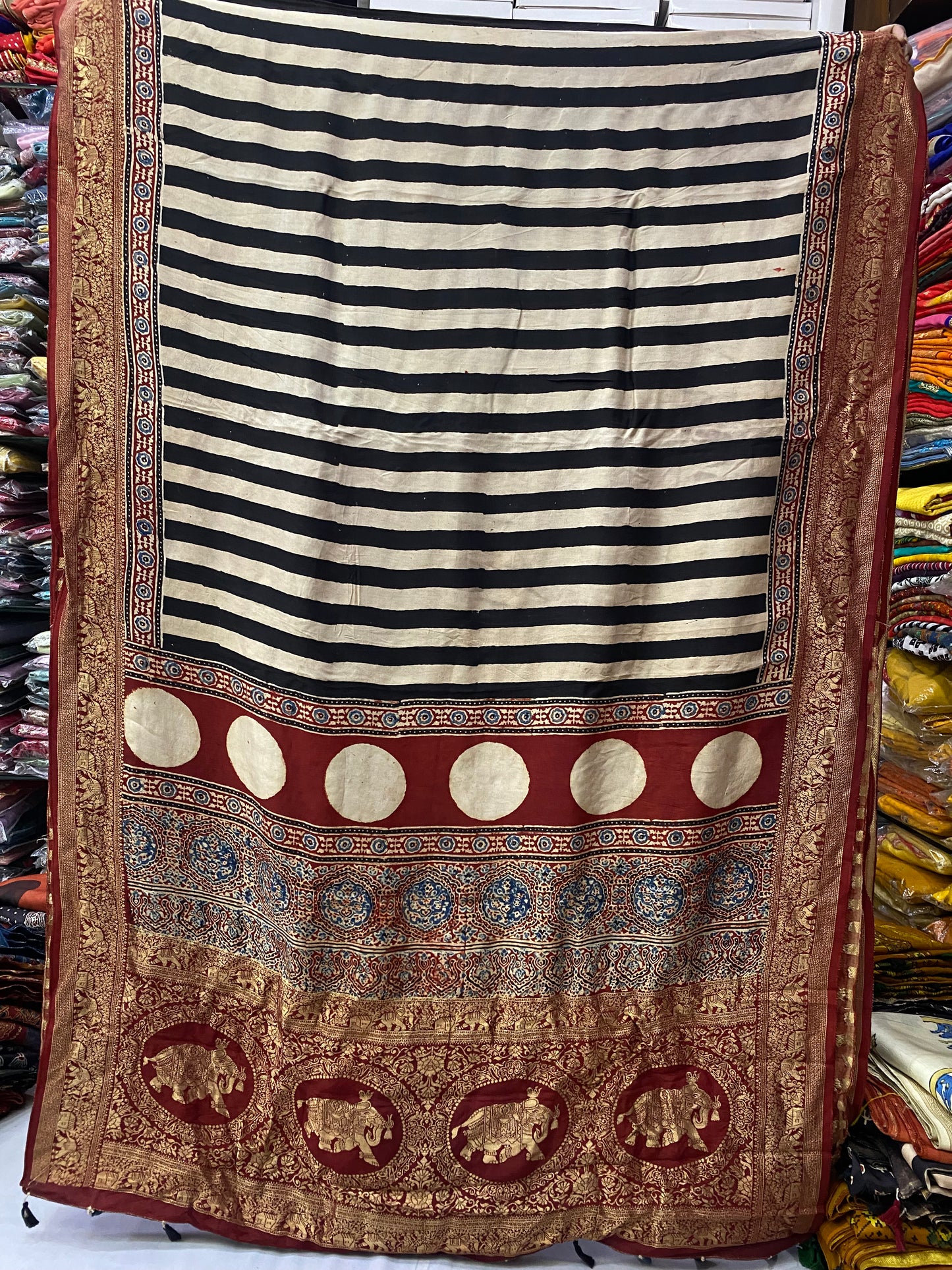Ajrakh Dola Silk Saree 01