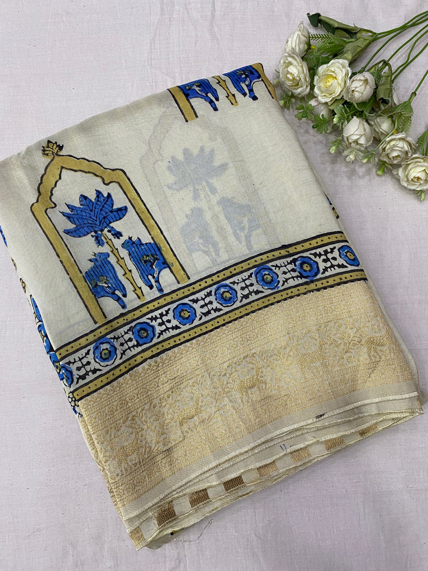 Ajrakh Dola Silk Saree 02