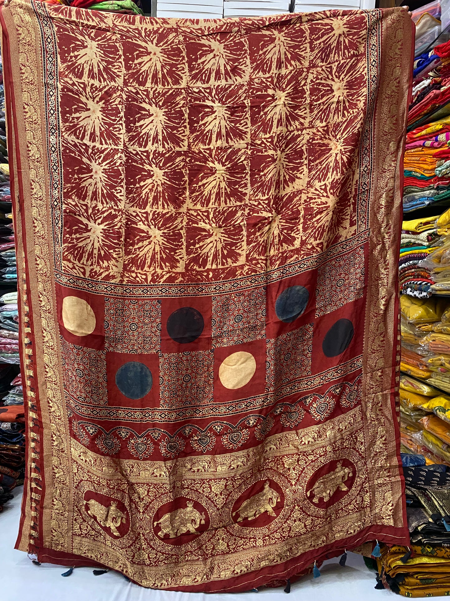 Ajrakh Dola Silk Saree 07