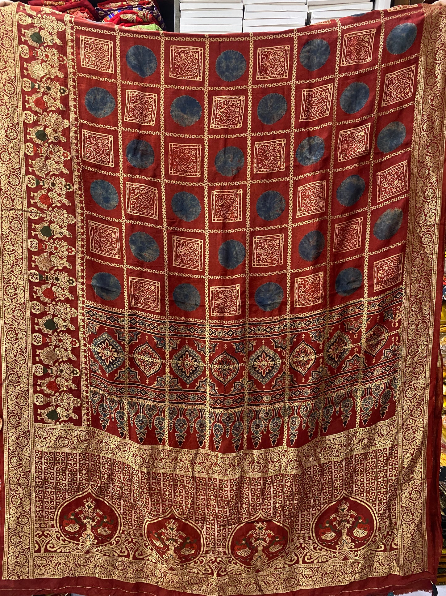 Ajrakh Dola Silk Saree 09