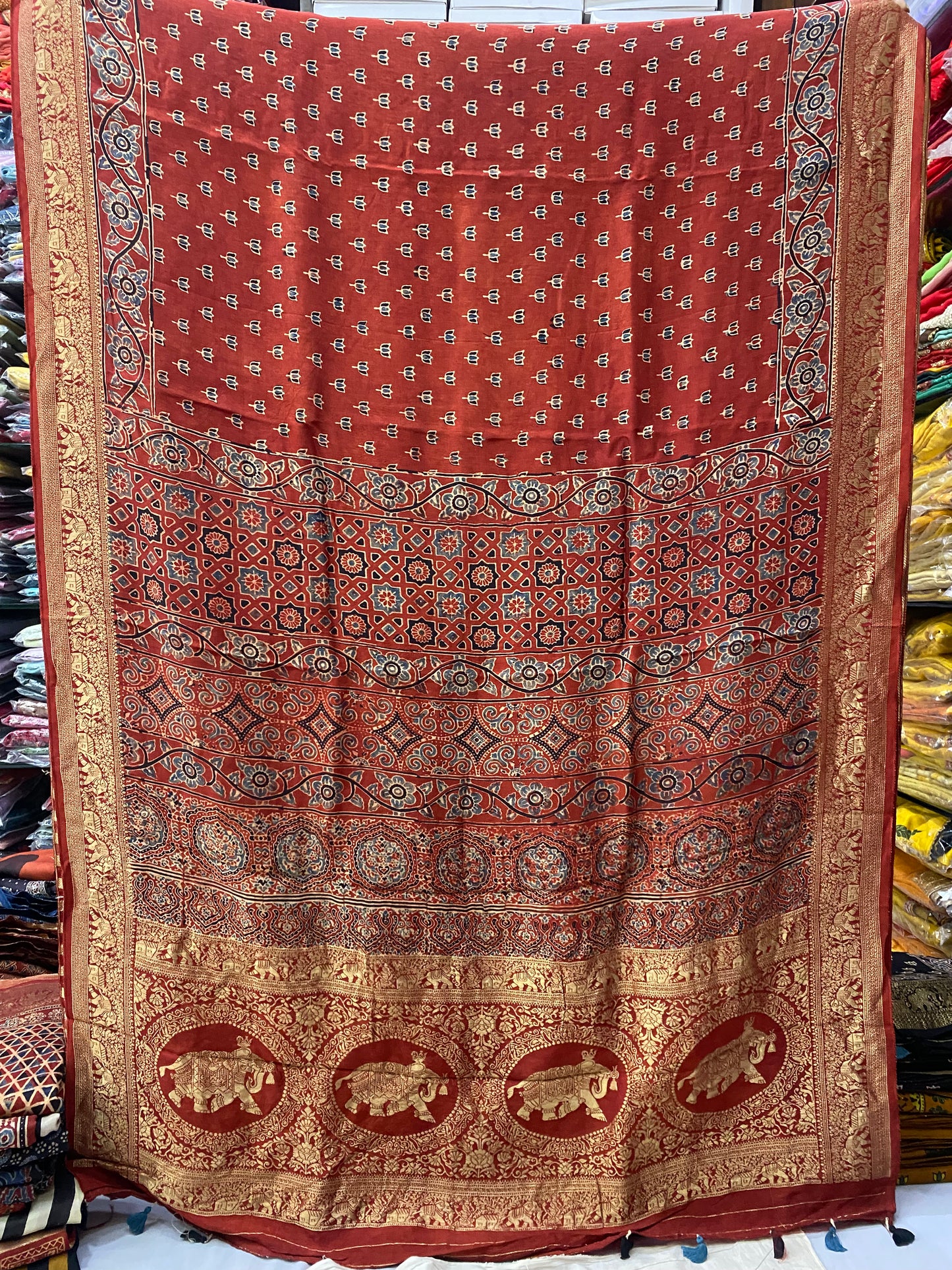 Ajrakh Dola Silk Saree 05