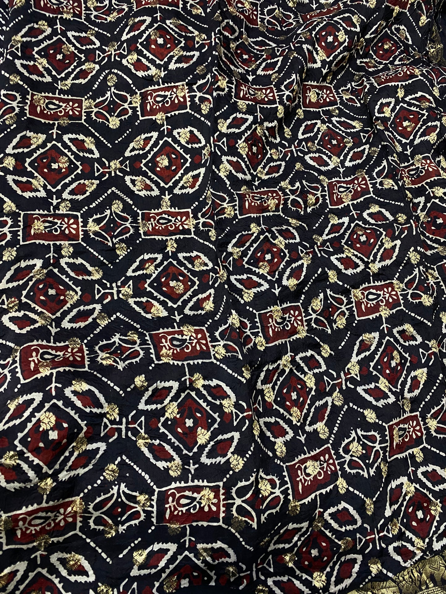 Ajrakh Dola Silk Saree 10