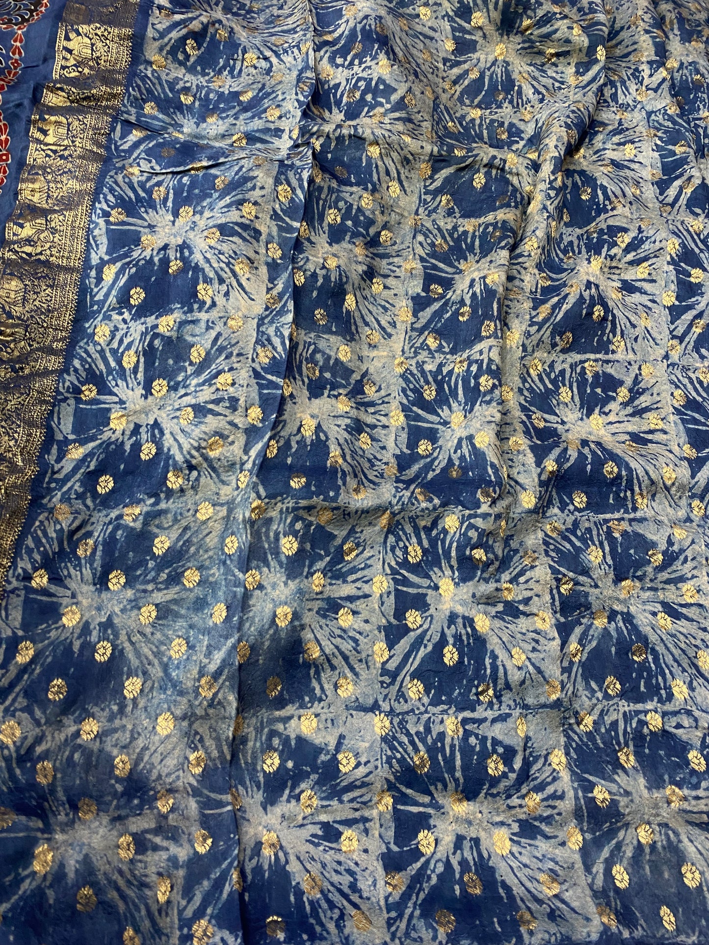 Ajrakh Dola Silk Saree 14
