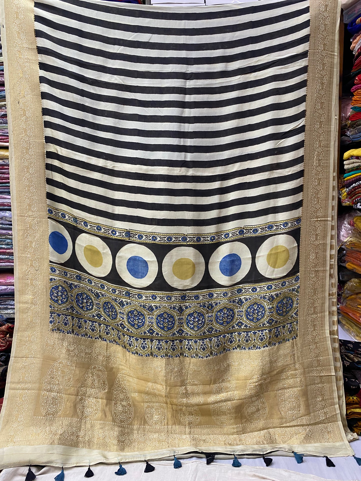 Ajrakh Dola Silk Saree 17