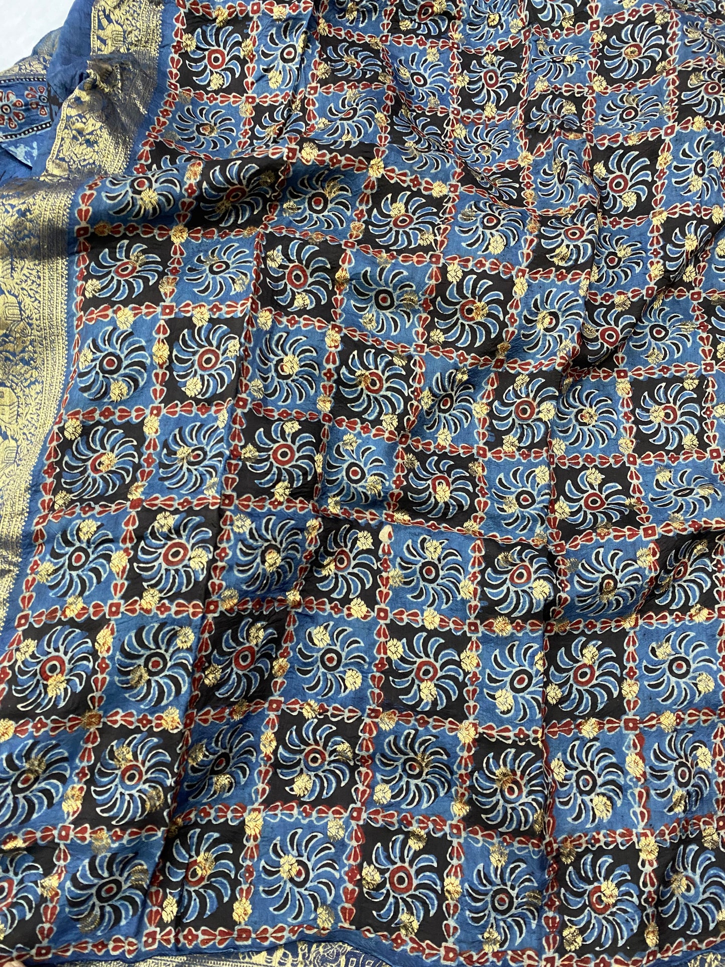 Ajrakh Dola Silk Saree 18