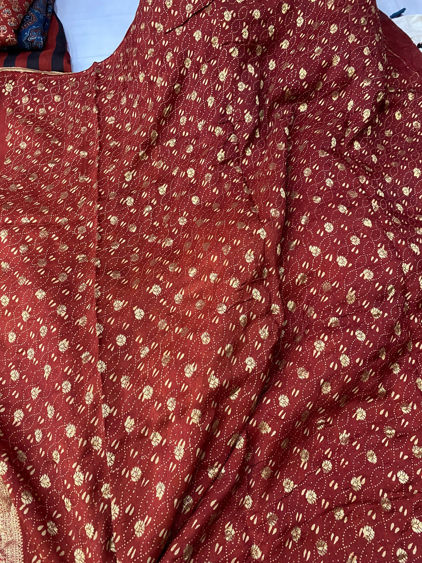 Ajrakh Dola Silk Saree 19