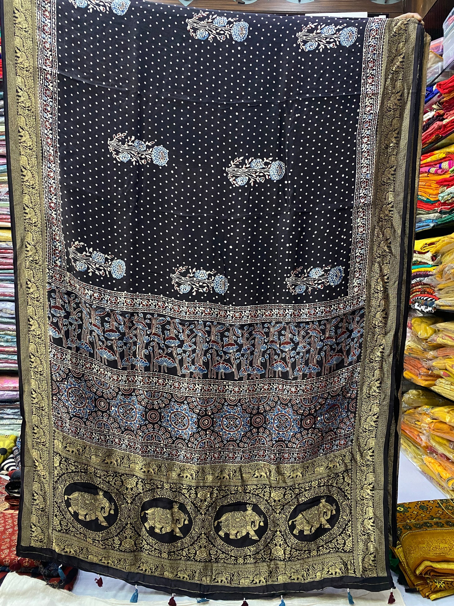 Ajrakh Dola Silk Saree 21