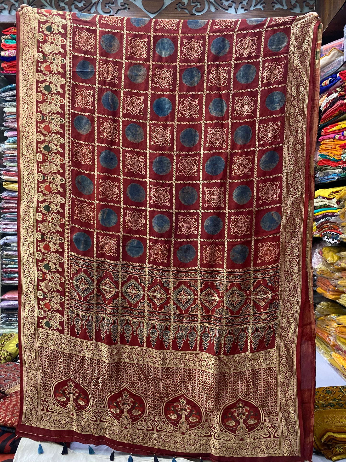 Ajrakh Dola Silk Saree 22