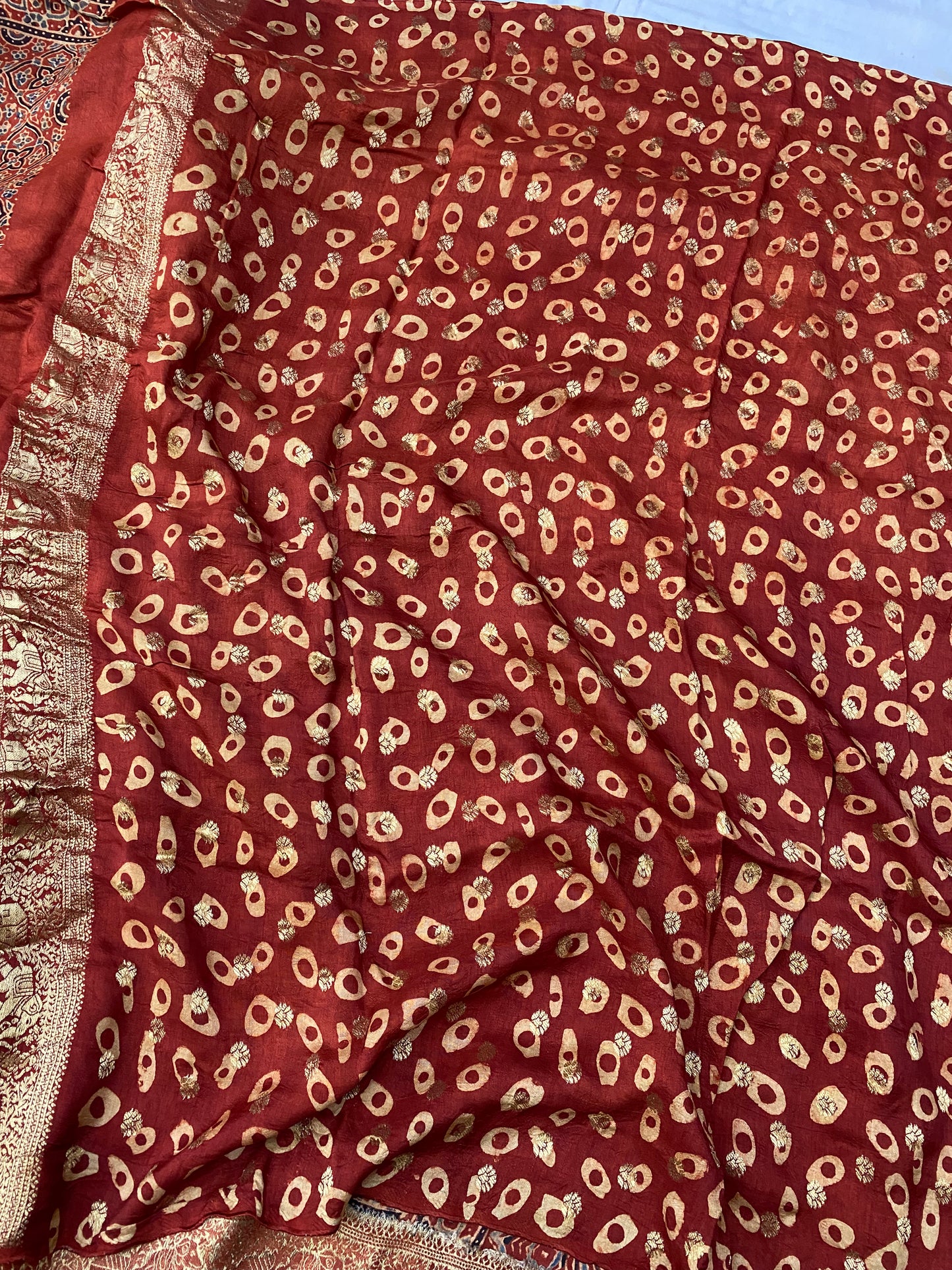 Ajrakh Dola Silk Saree 25