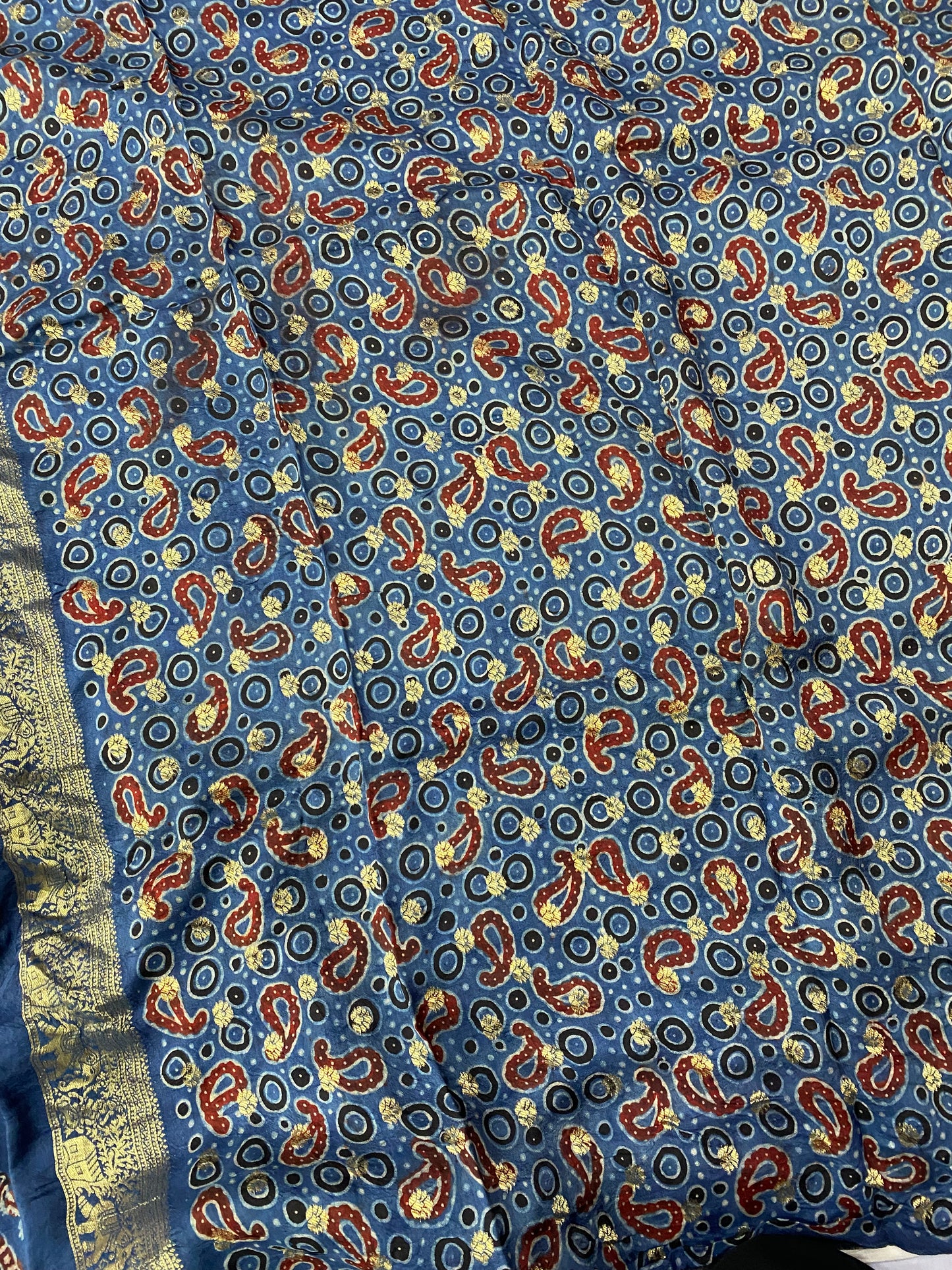 Ajrakh Dola Silk Saree 29