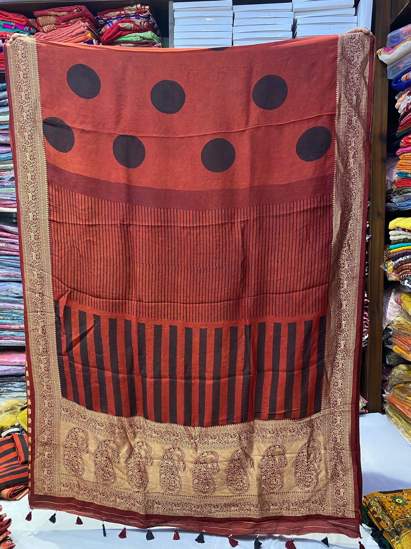 Ajrakh Dola Silk Saree 31