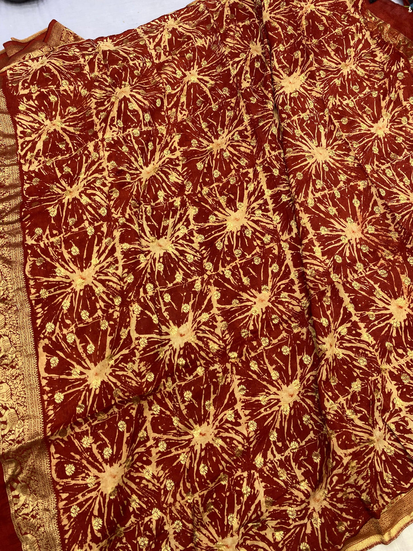 Ajrakh Dola Silk Saree 32