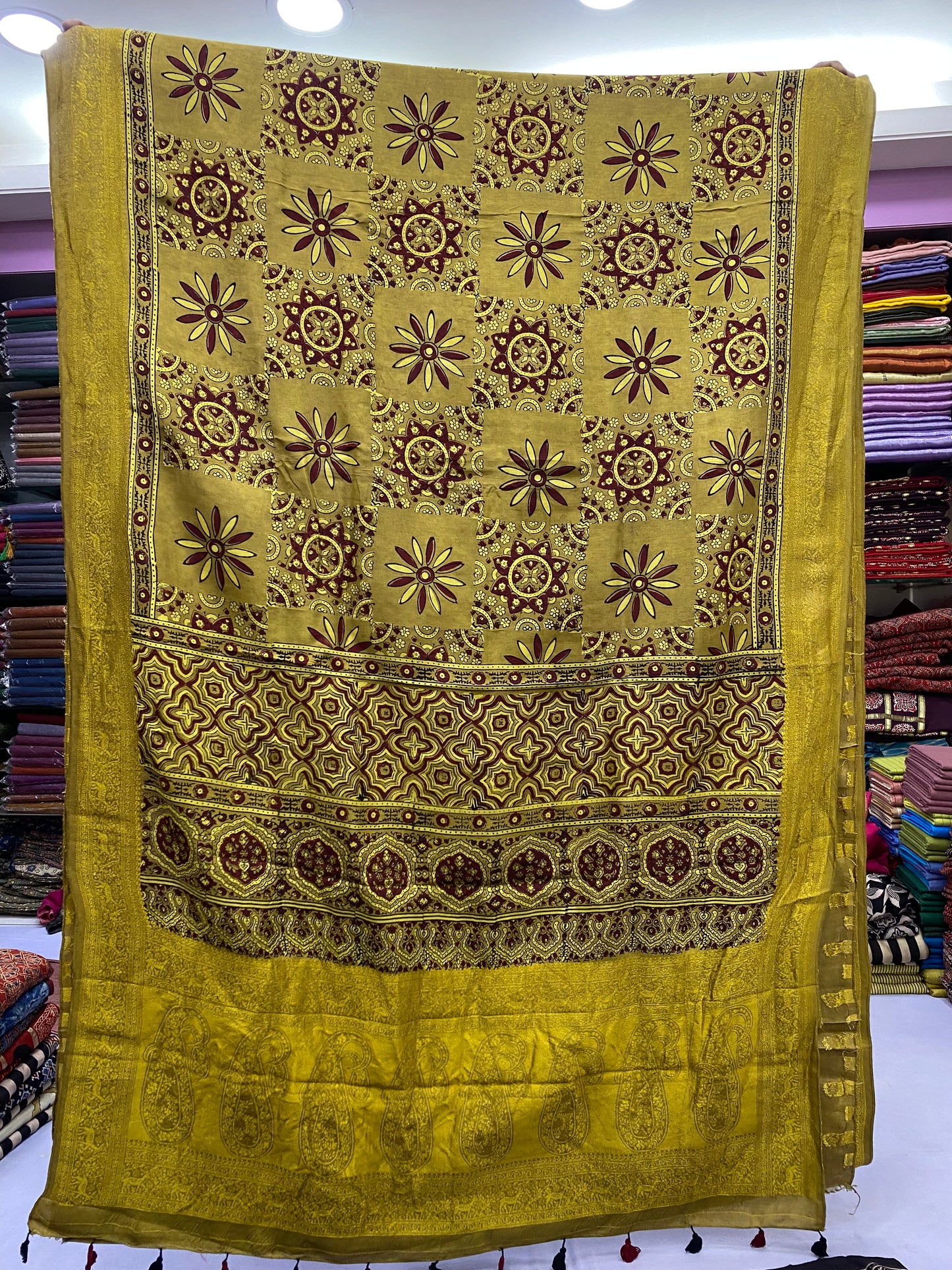 Ajrakh Dola Silk Saree 38