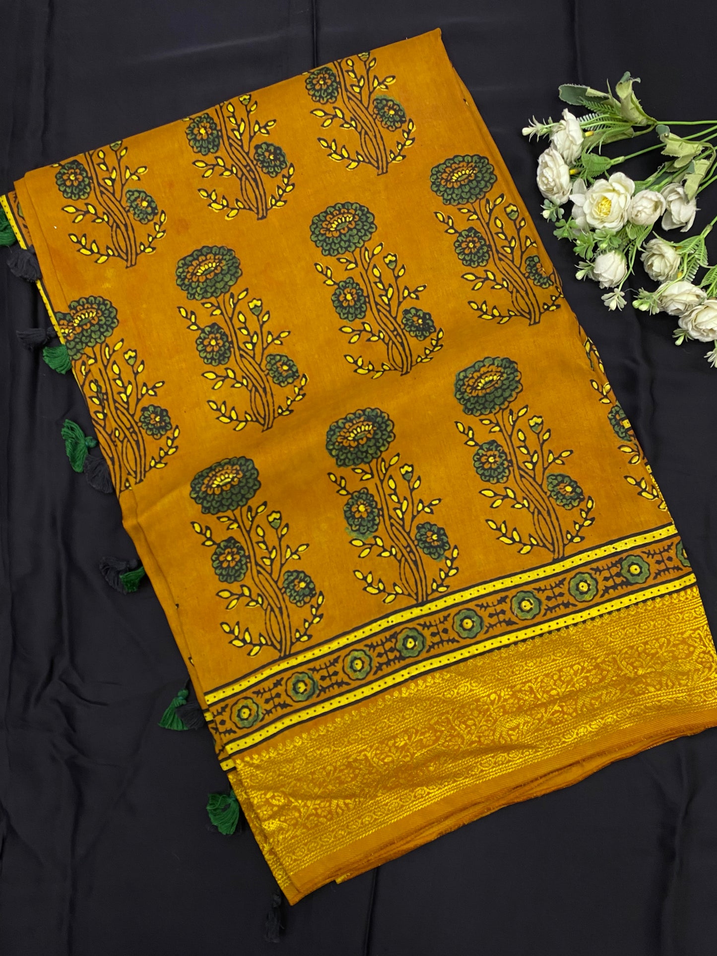 Ajrakh Dola Silk Saree 42