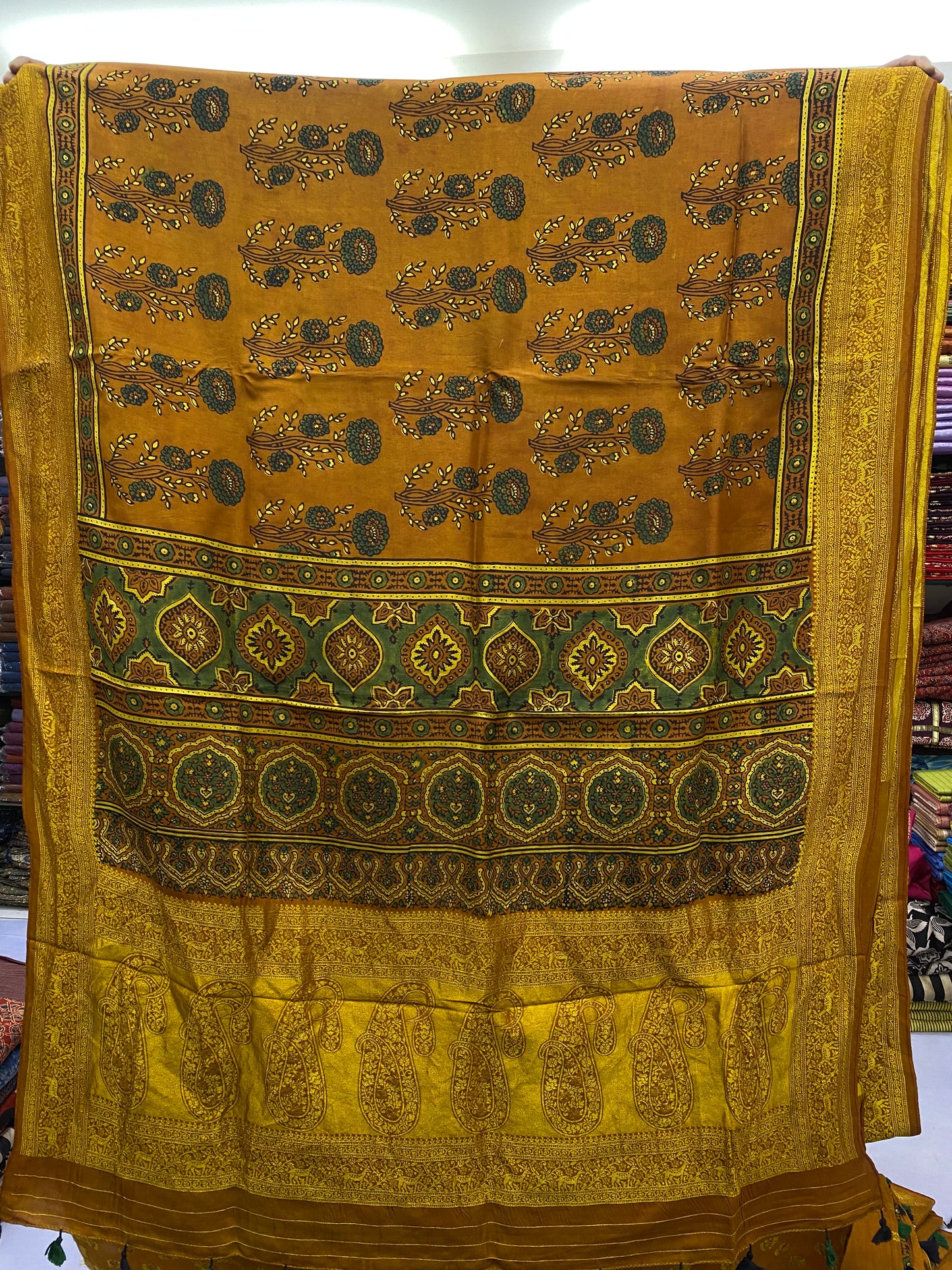 Ajrakh Dola Silk Saree 42