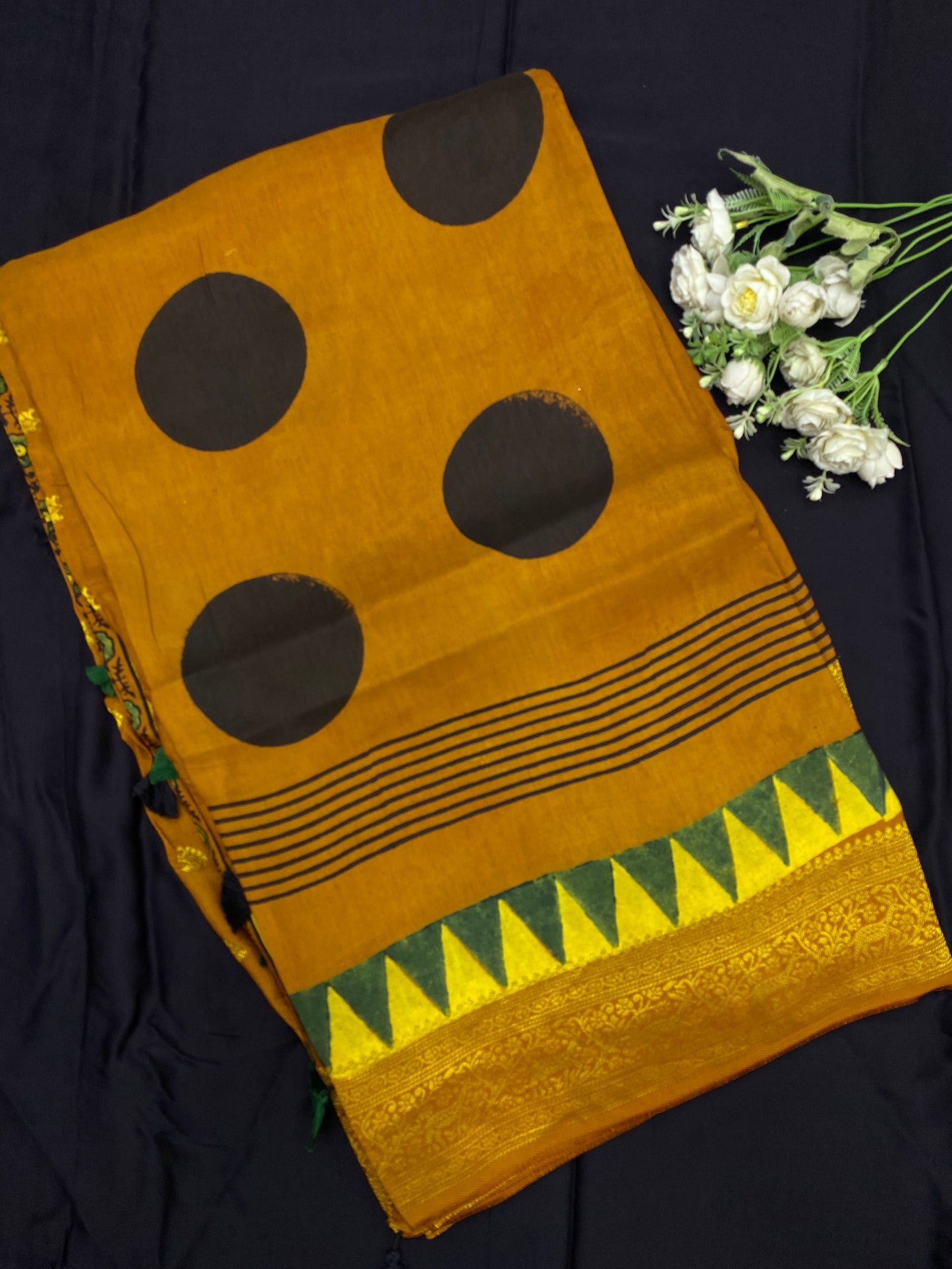 Ajrakh Dola Silk Saree 43