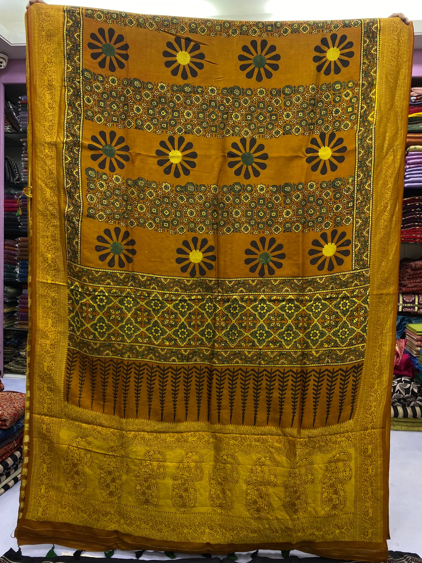 Ajrakh Dola Silk Saree 44