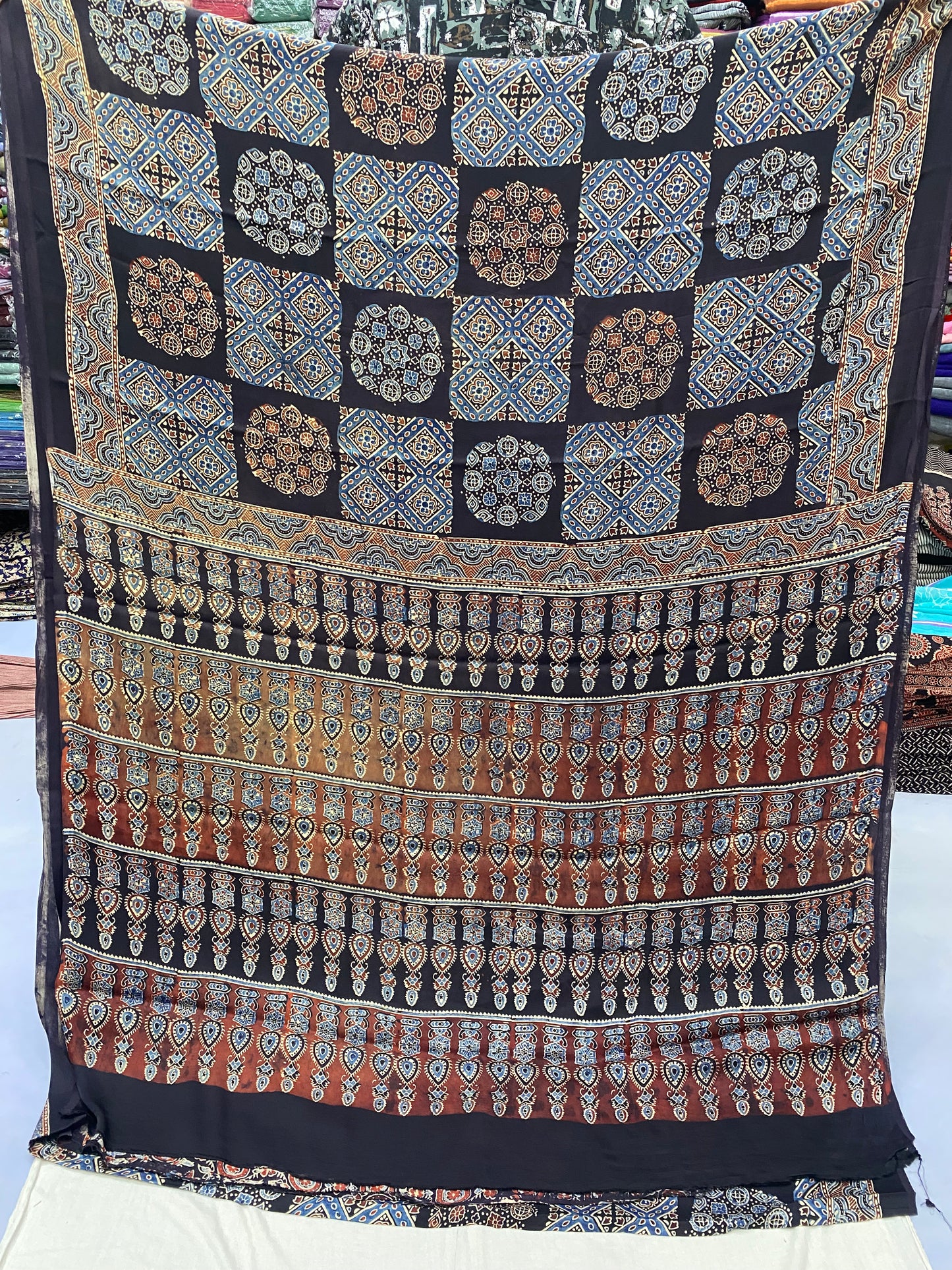 Kaal-Netra Ajrakh Print Modal Silk Saree
