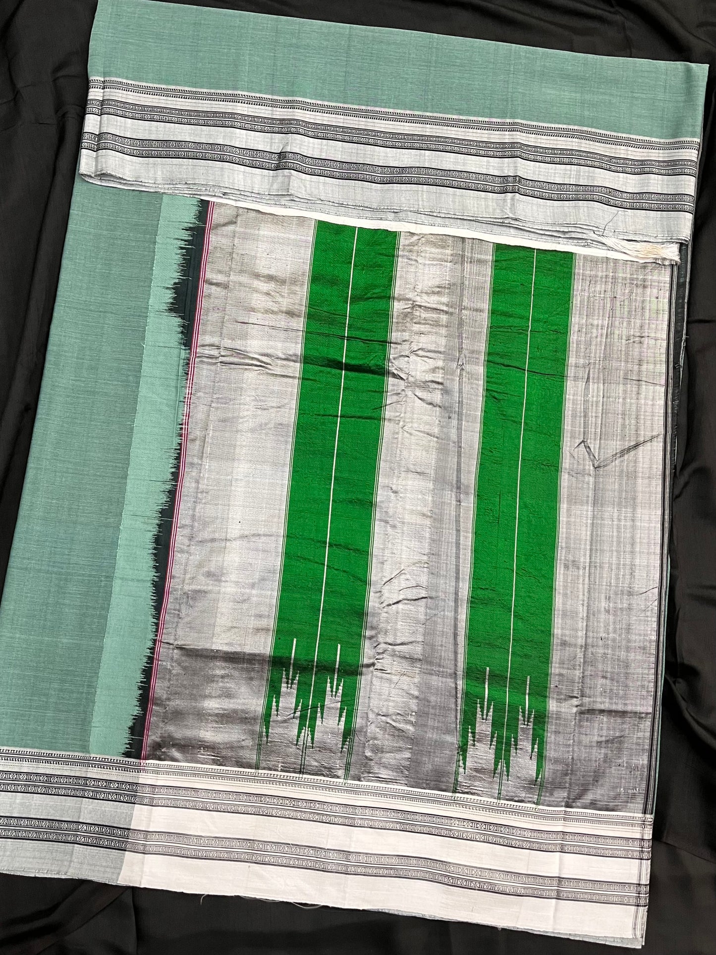 Grey Green Ilkal Saree