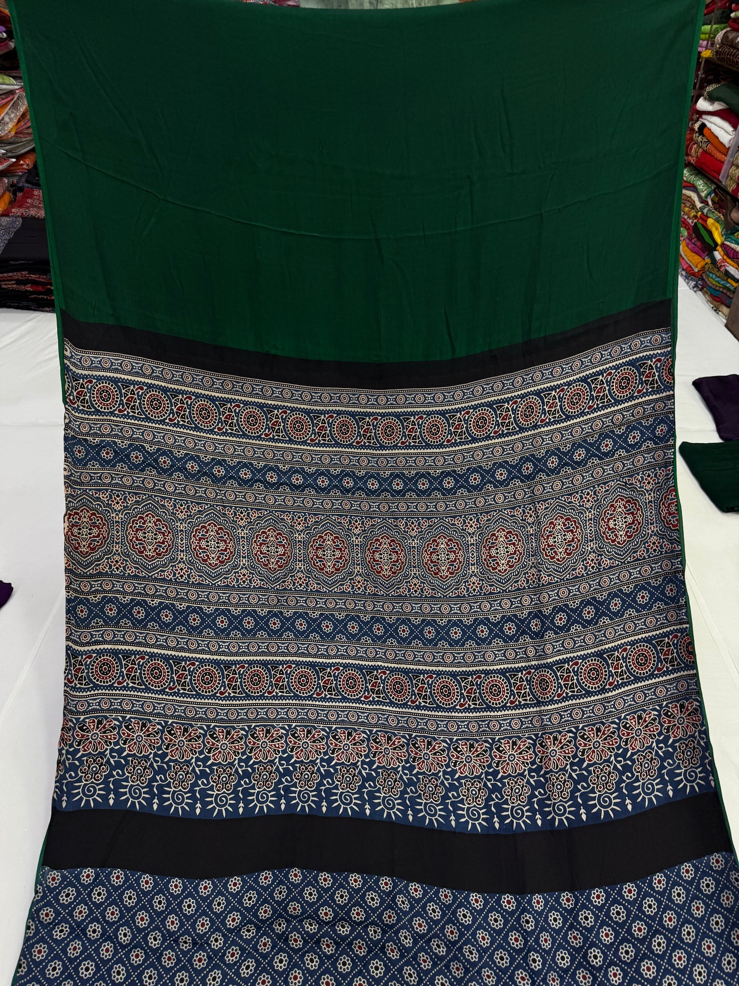 Ajrakh Plain Modal Silk Saree 02
