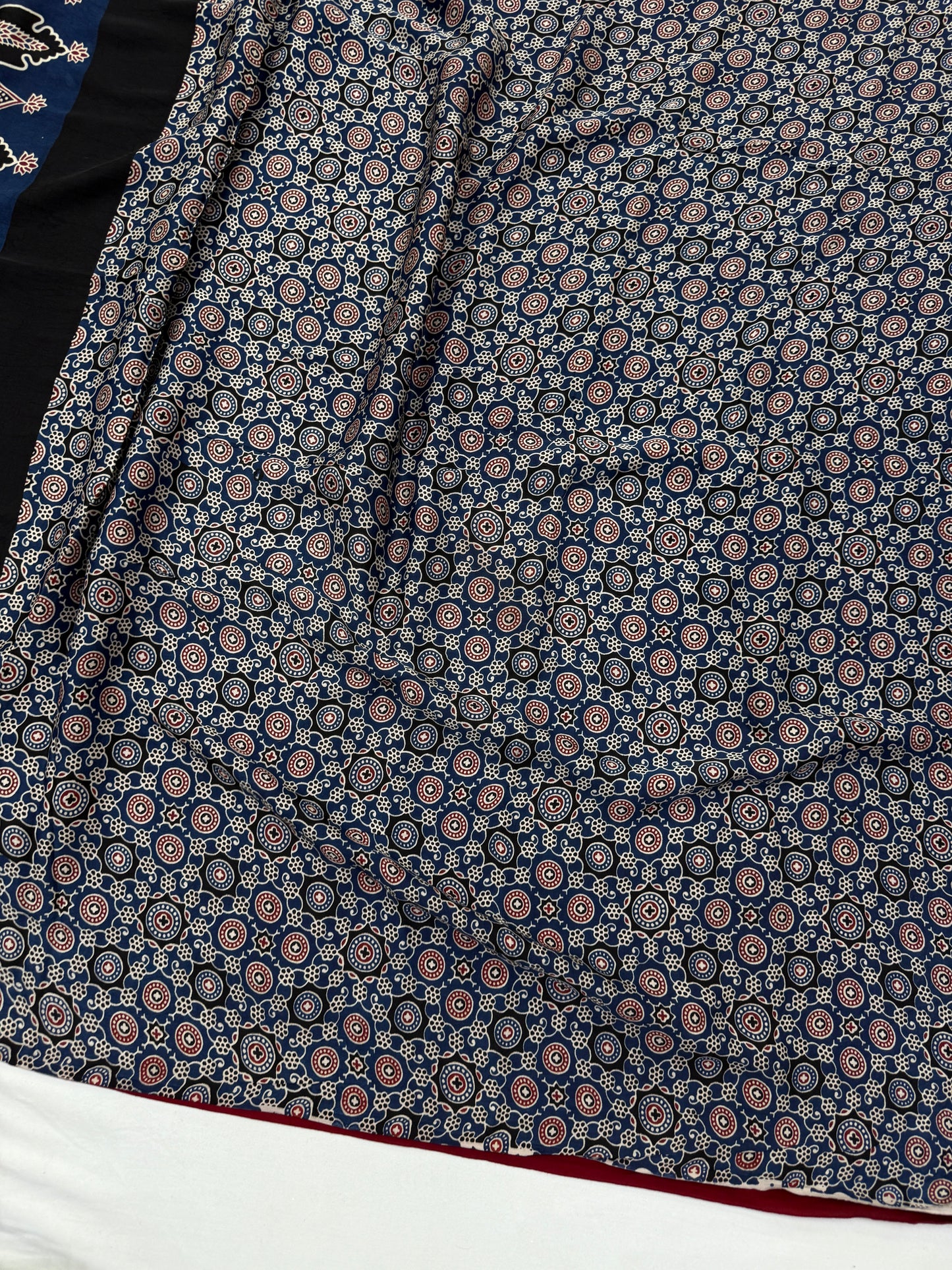 Ajrakh Plain Modal Silk Saree 06