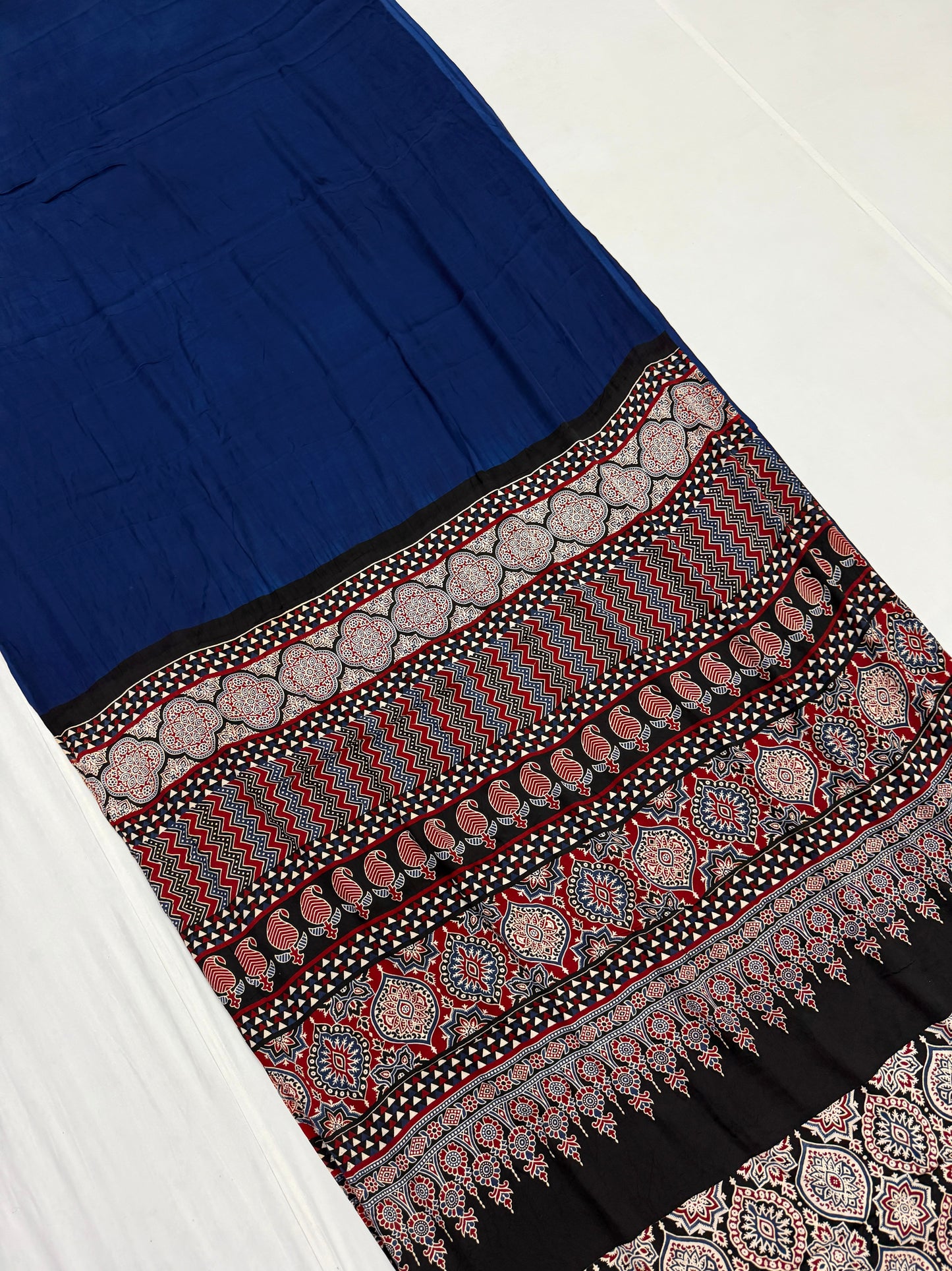 Ajrakh Plain Modal Silk Saree 11