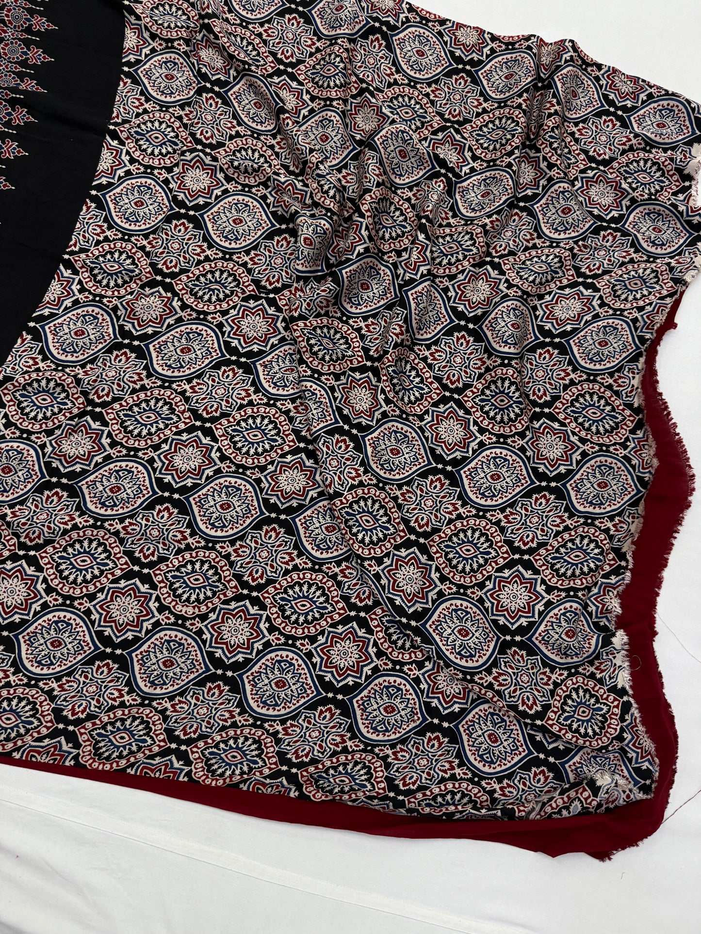 Ajrakh Plain Modal Silk Saree 13