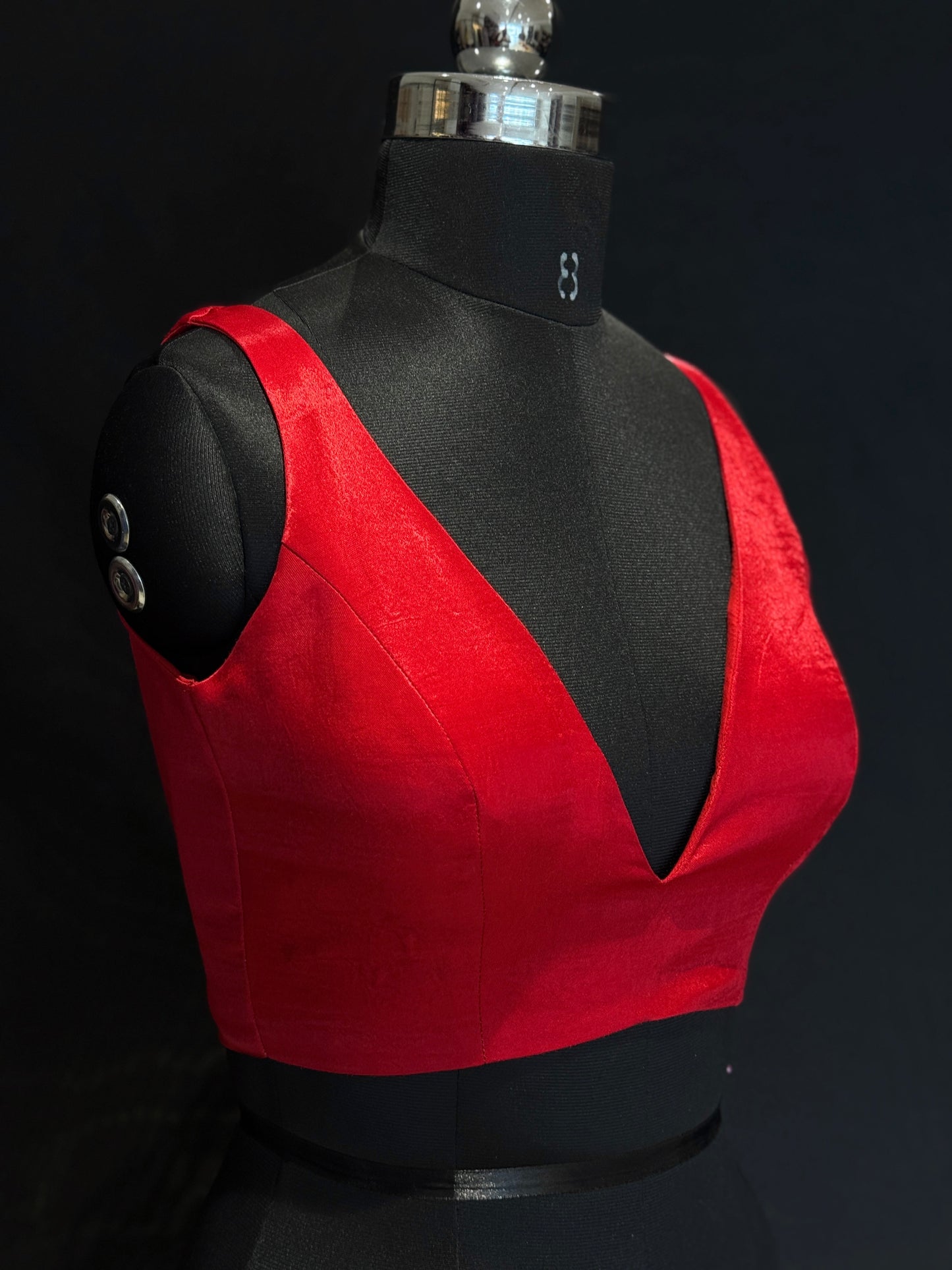 Mirchi Red Modal Deep V Neck Blouse
