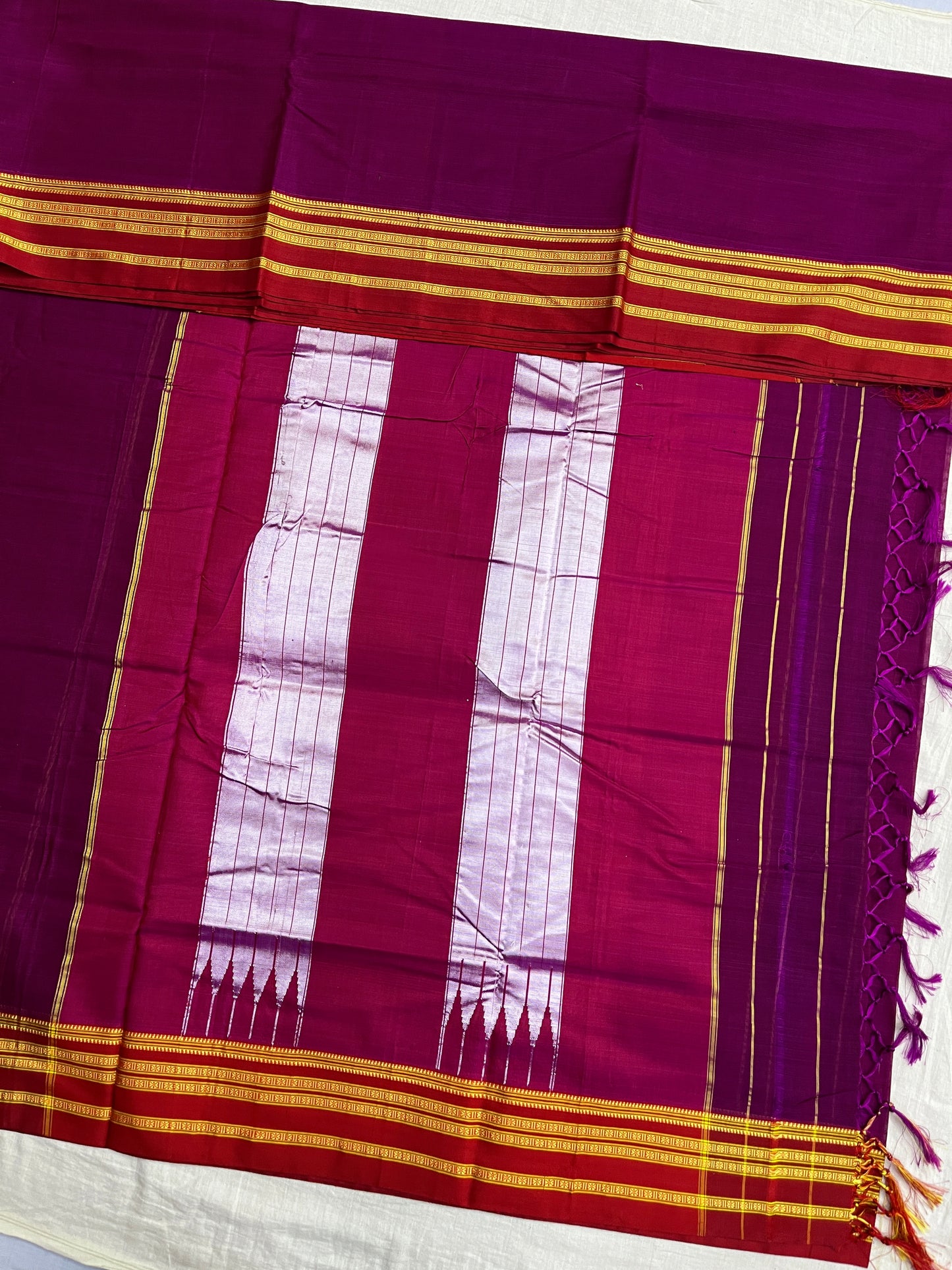 Magenta Gayathri Border Rayon Cotton Ilkal Sarees
