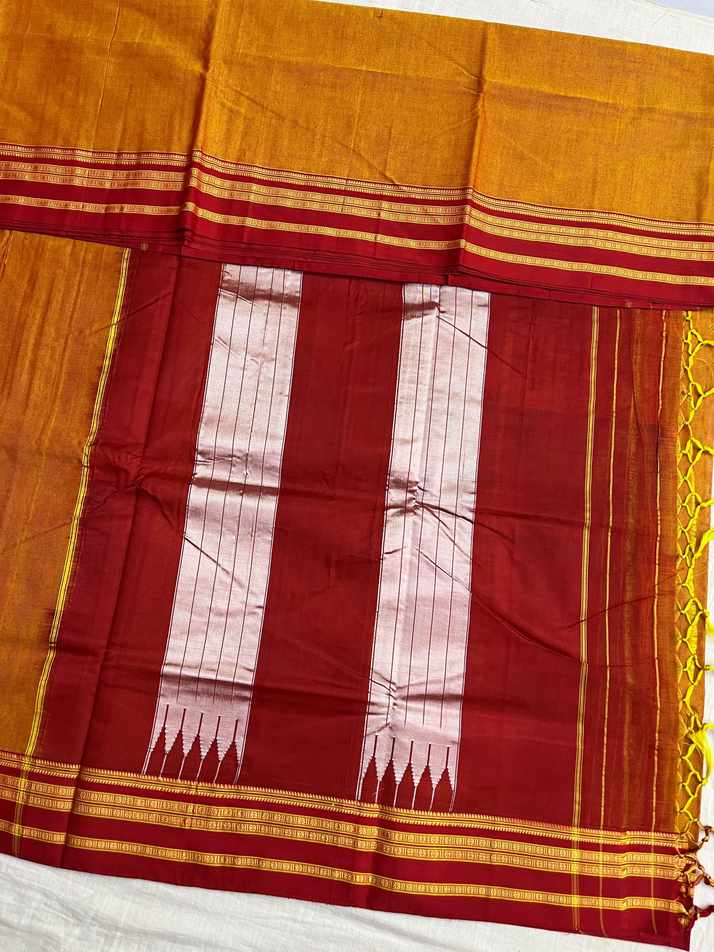 Orange Gayathri Border Rayon Cotton Ilkal Sarees