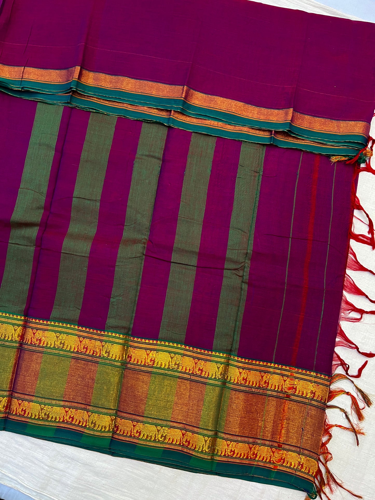 Purple Zari Border Bhagyanagar Cotton Saree