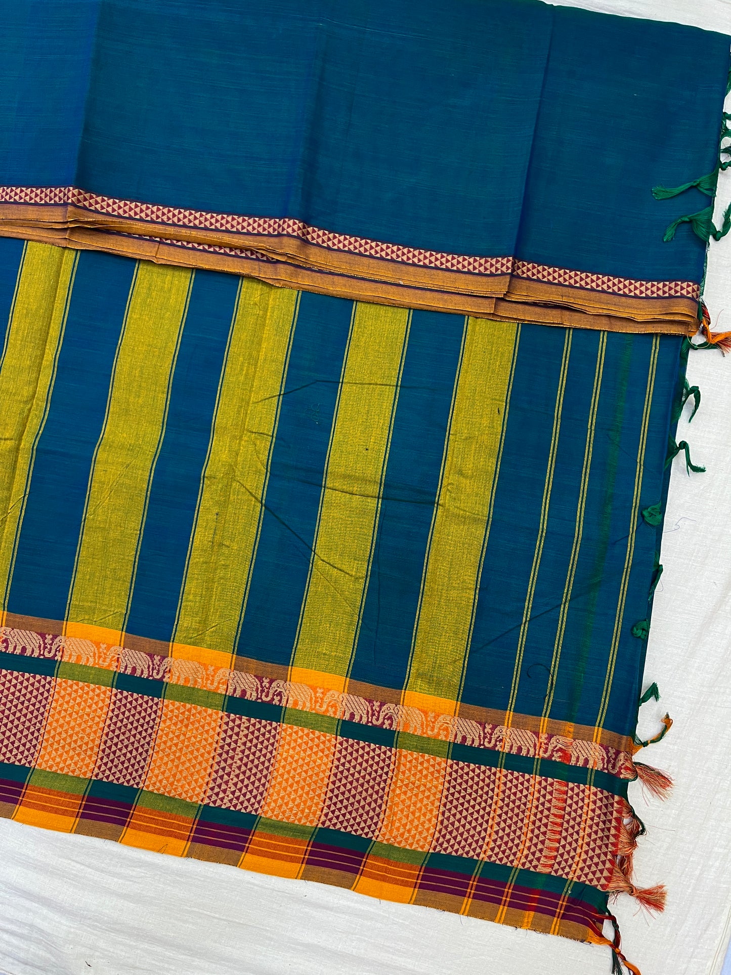 Rama Elephant Paras Cotton Border Bhagyanagar Saree