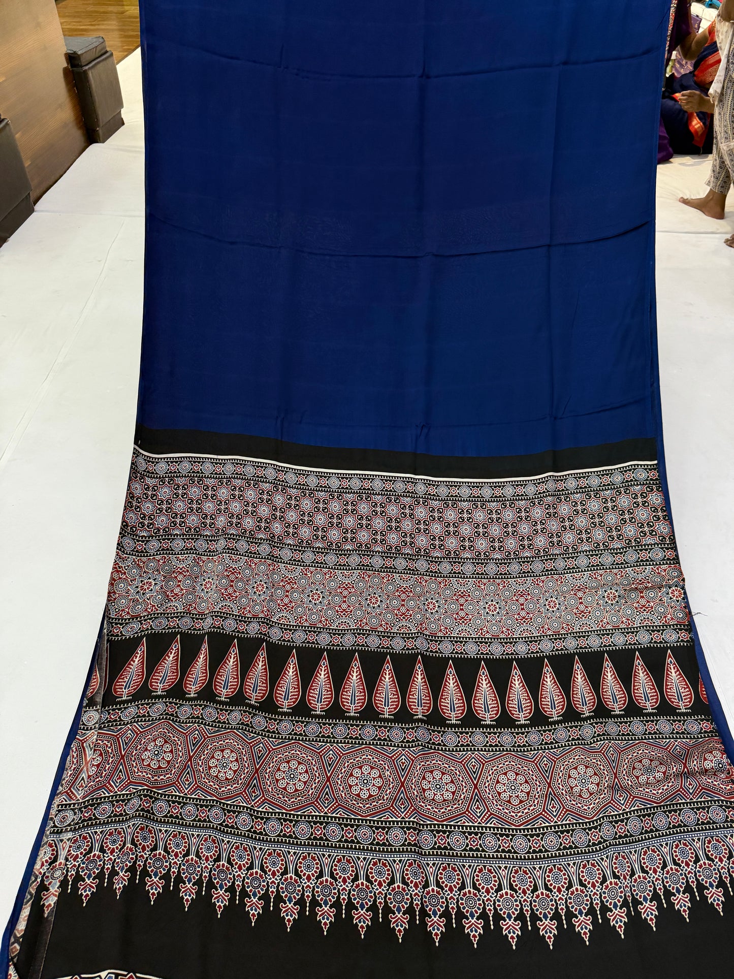 Ajrakh Plain Modal Silk Saree 20