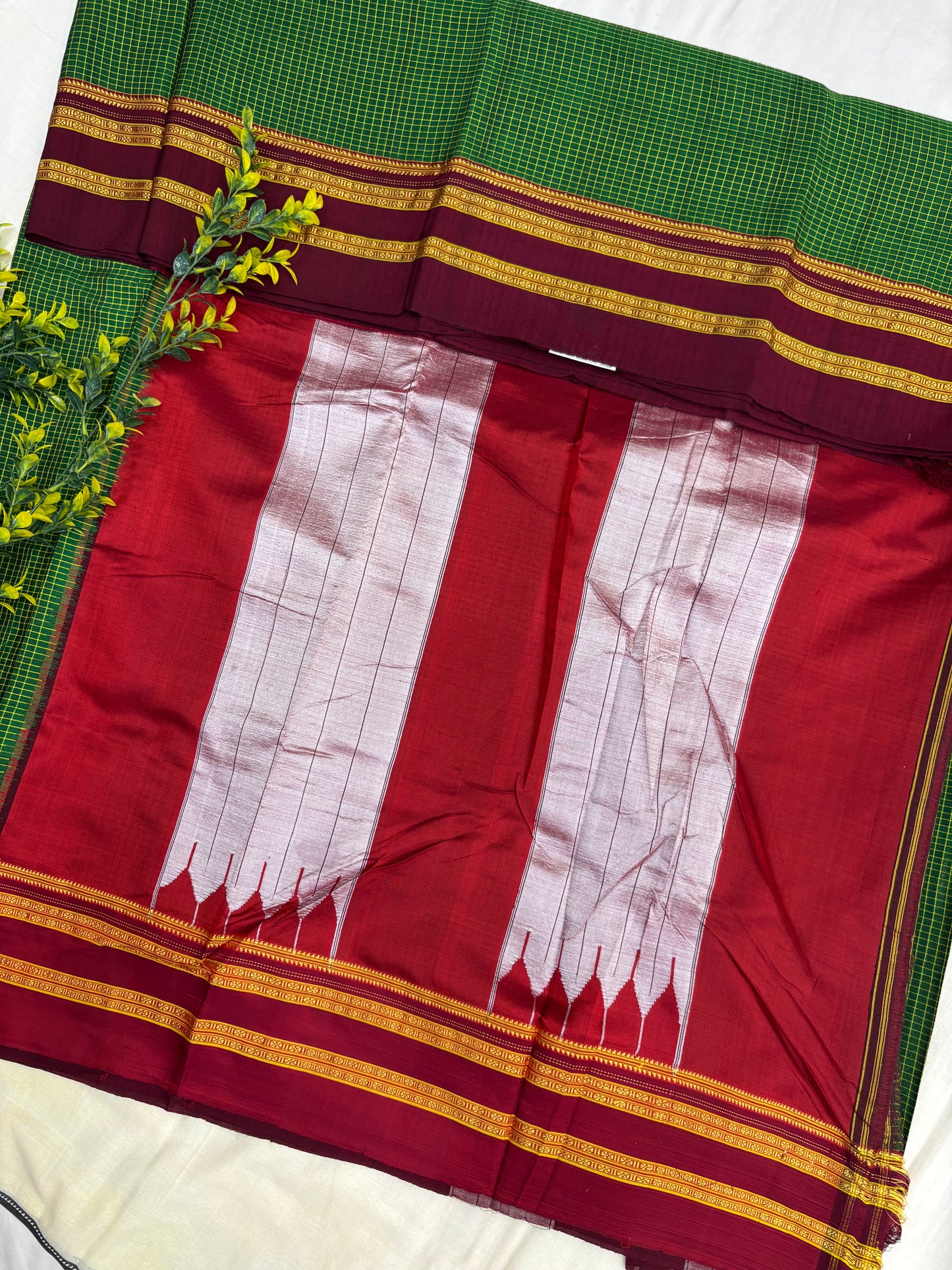Green Maroon Checks Ilkal Saree