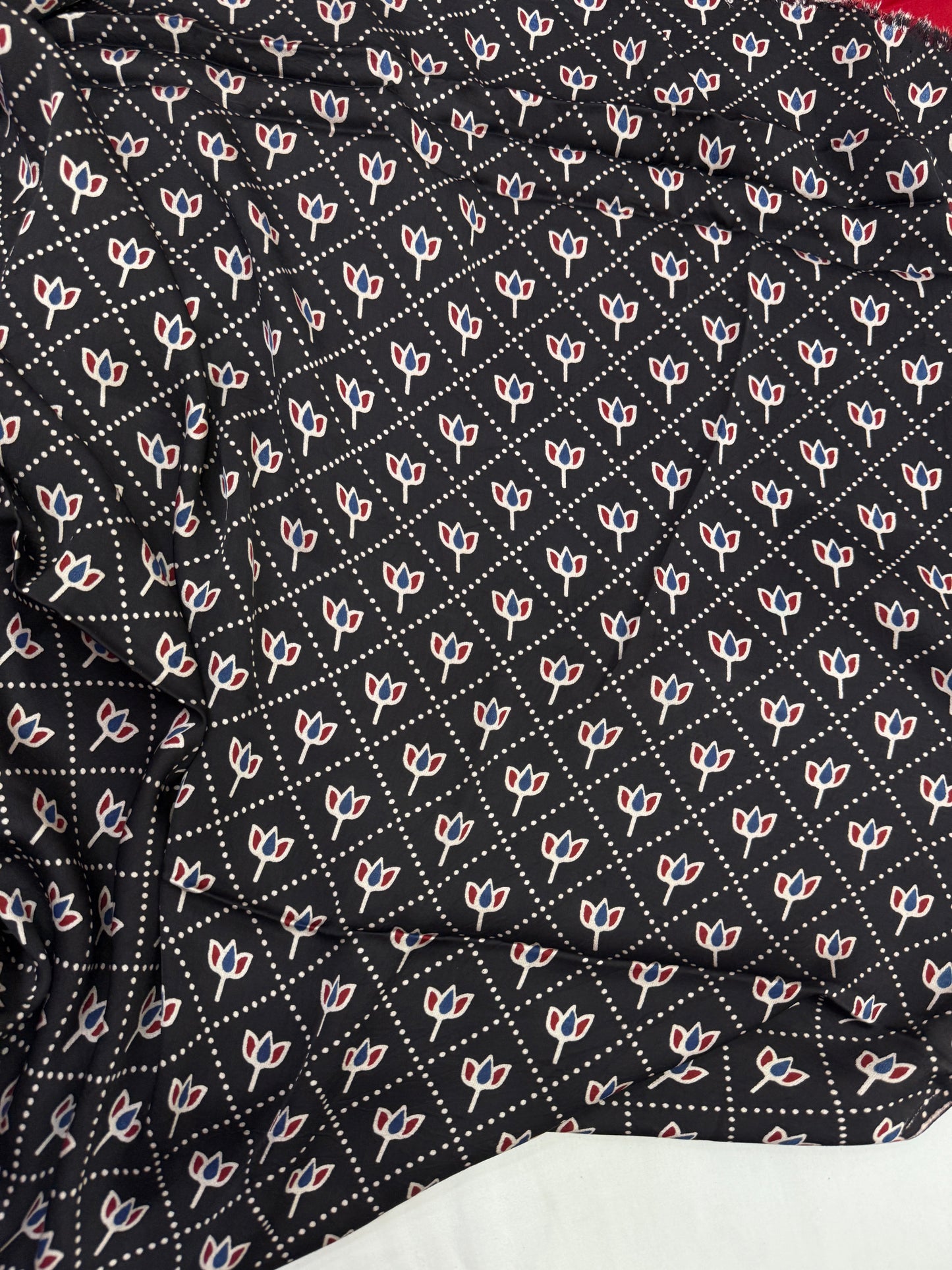Ajrakh Plain Modal Silk Saree 22