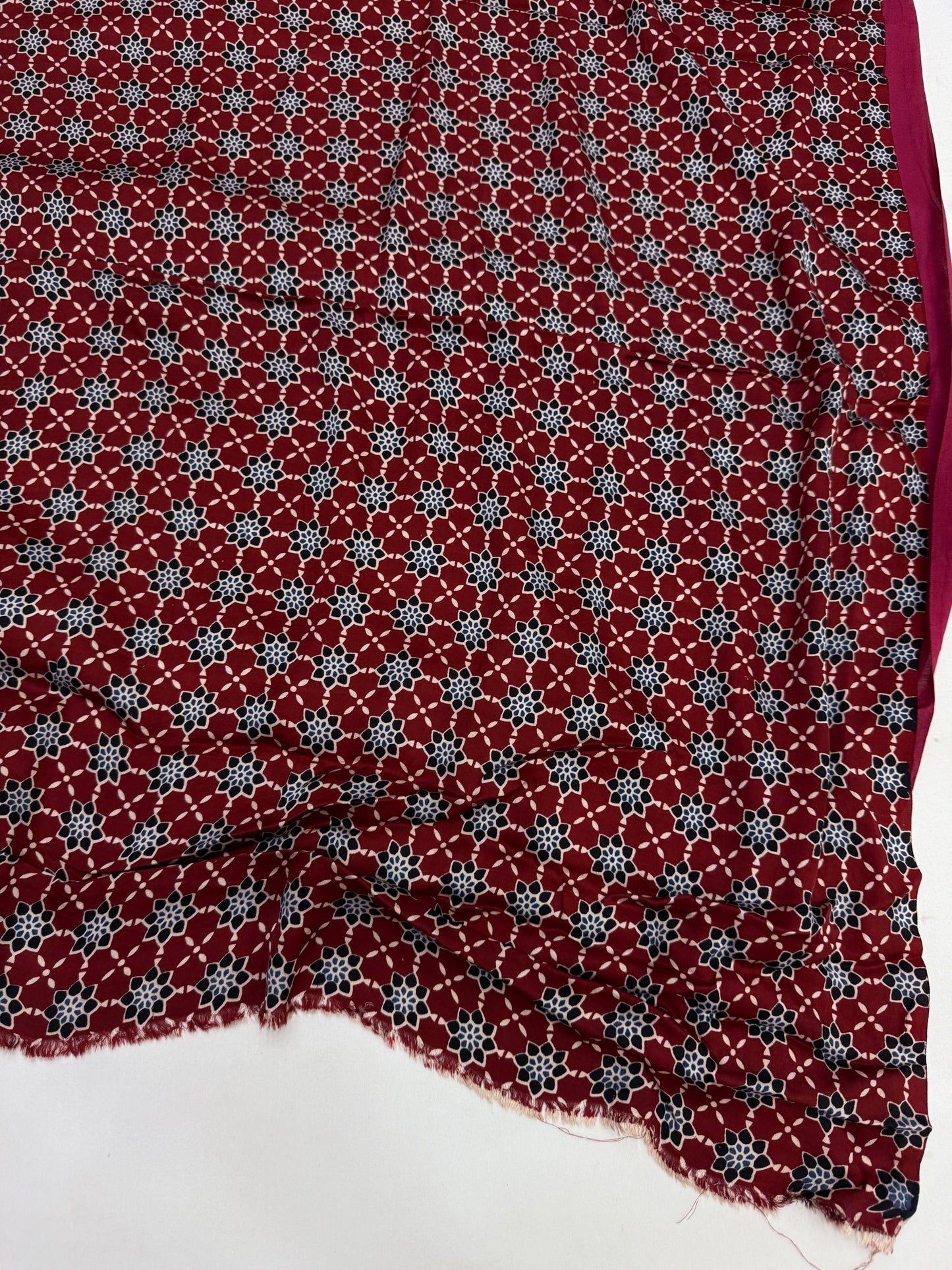 Ajrakh Plain Modal Silk Saree 25