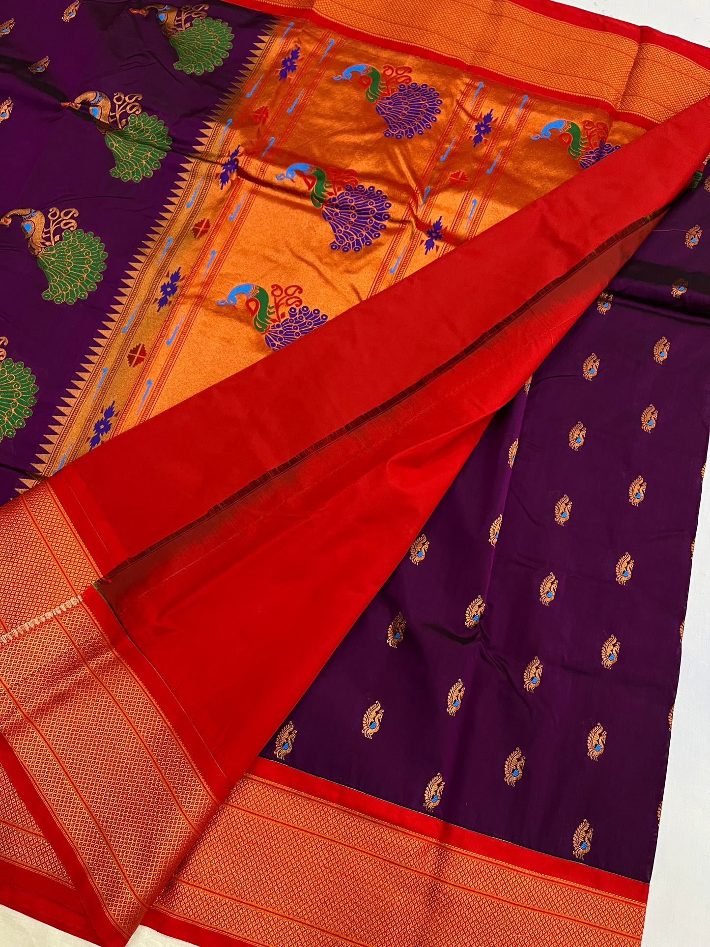 Wine Red Kajree Paithani Silk Saree