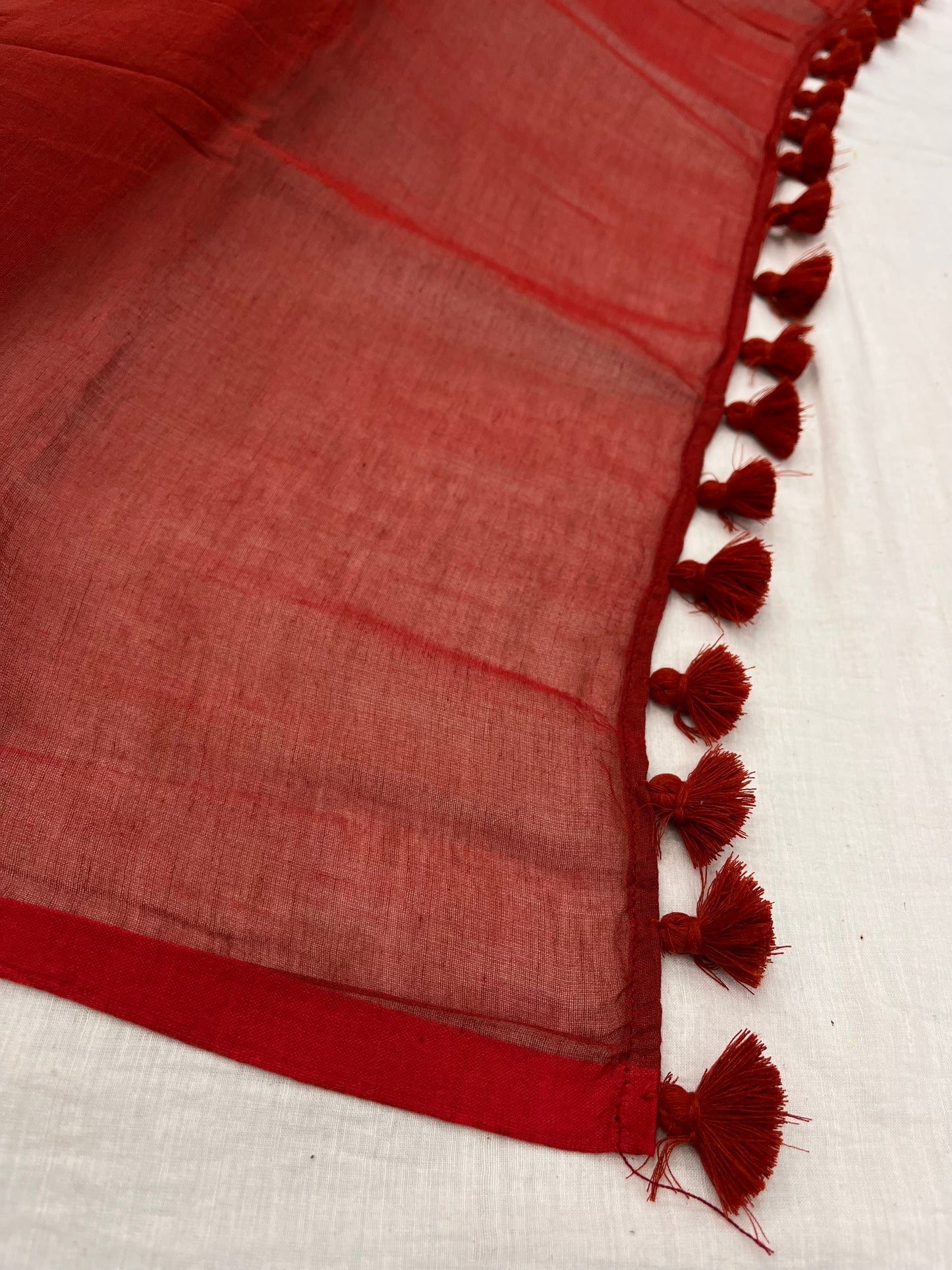 Brick Rust Mulmul Saree