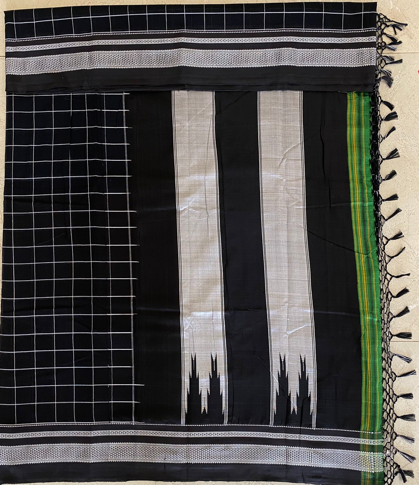Black Checks H/L ilkal Cotton Saree