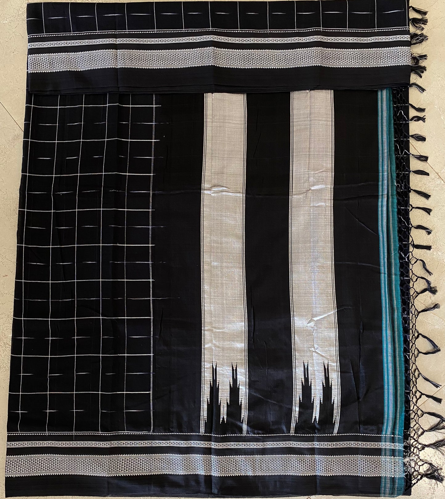 Black Dash Handloom ilkal Cotton Saree